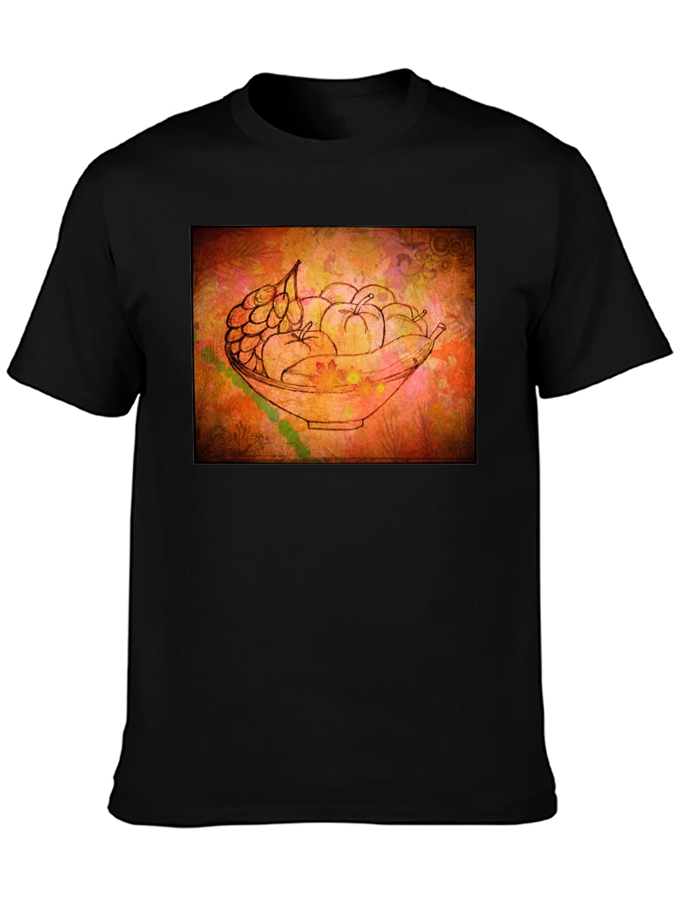 Black Fruit Bowl Graphic Tee - Artistic Black T-Shirt view 3