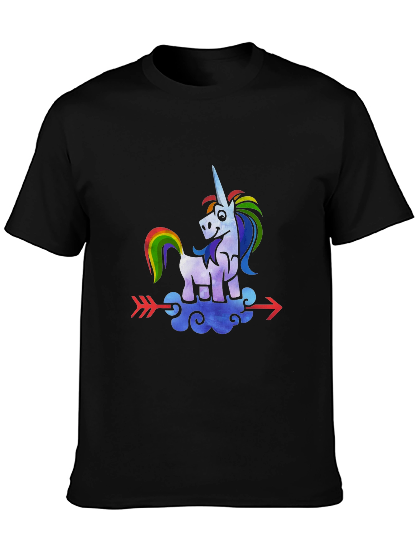 Black Unicorn Arrow T-Shirt - Rainbow Graphic Tee view 3