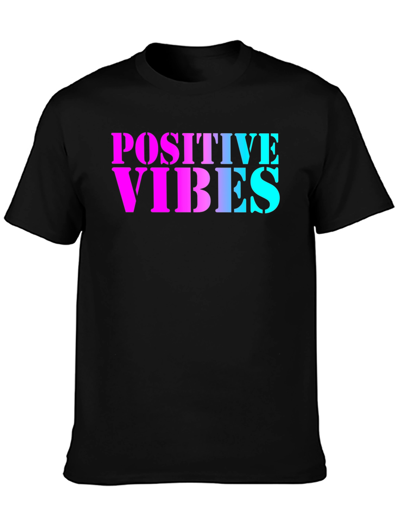 Black Positive Vibes T-Shirt - Black Crew Neck Tee view 3