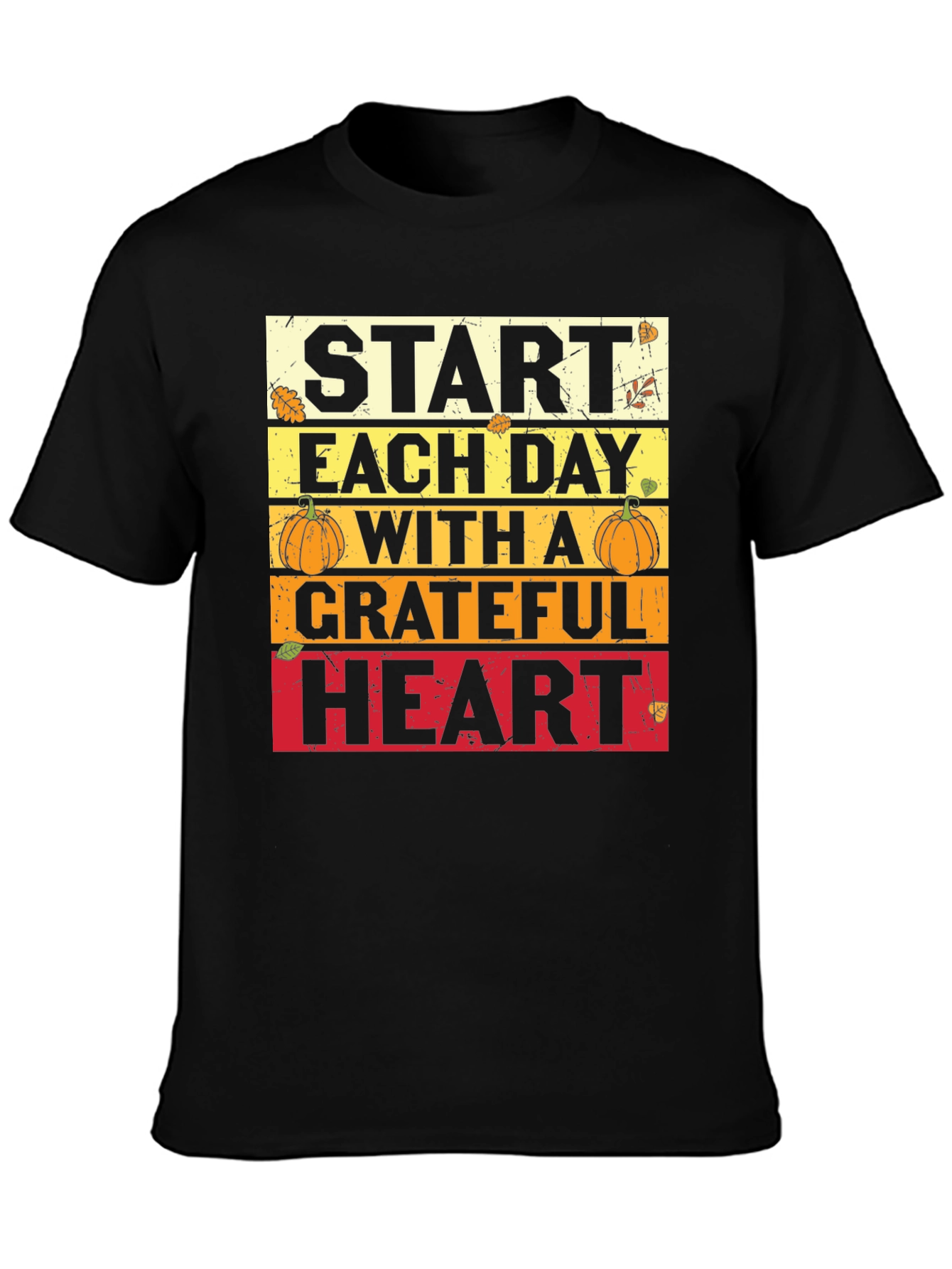 Black Grateful Heart Graphic Tee - Thanksgiving T-Shirt view 3