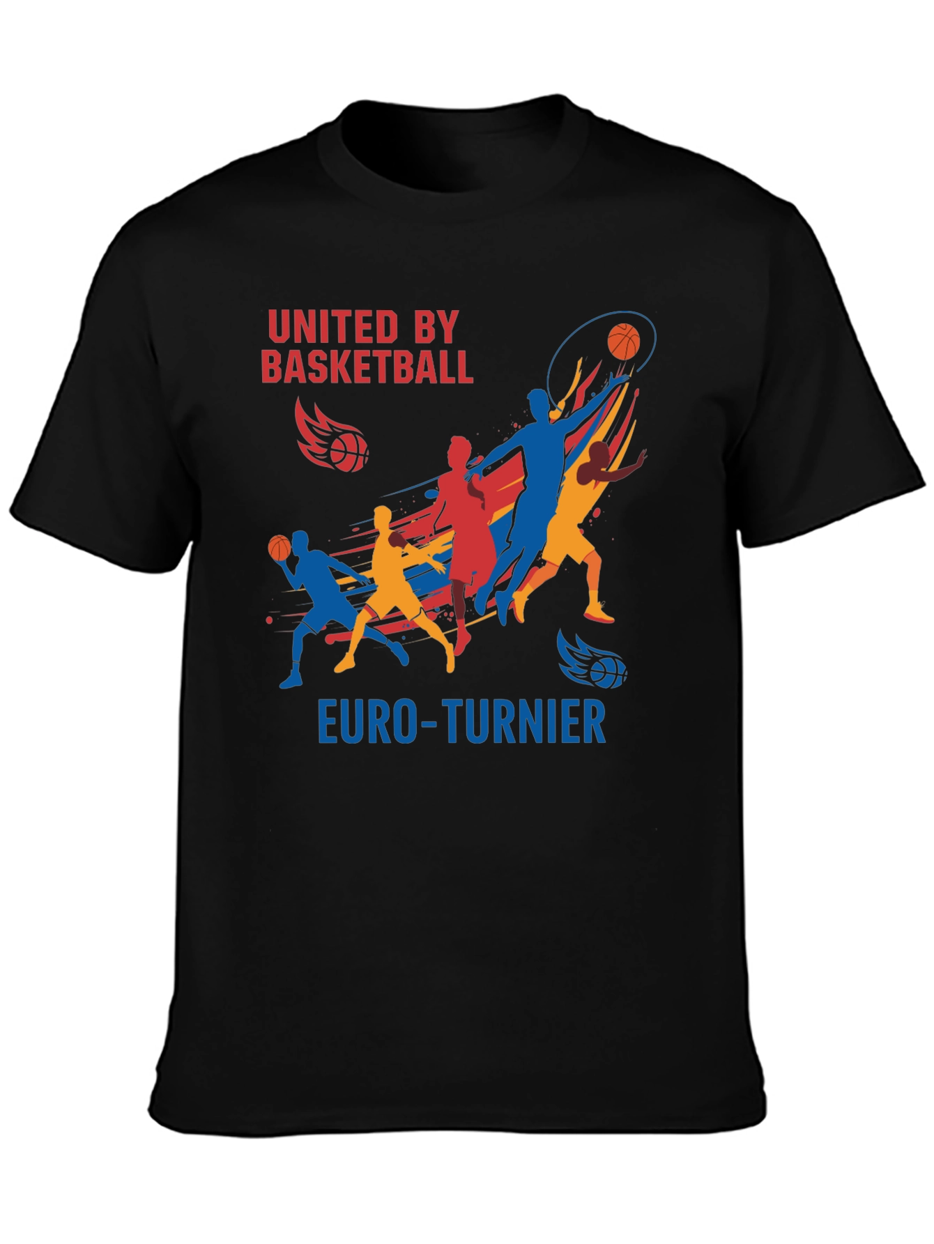 Black United by Basketball Euro-Turnier Black T-Shirt view 3