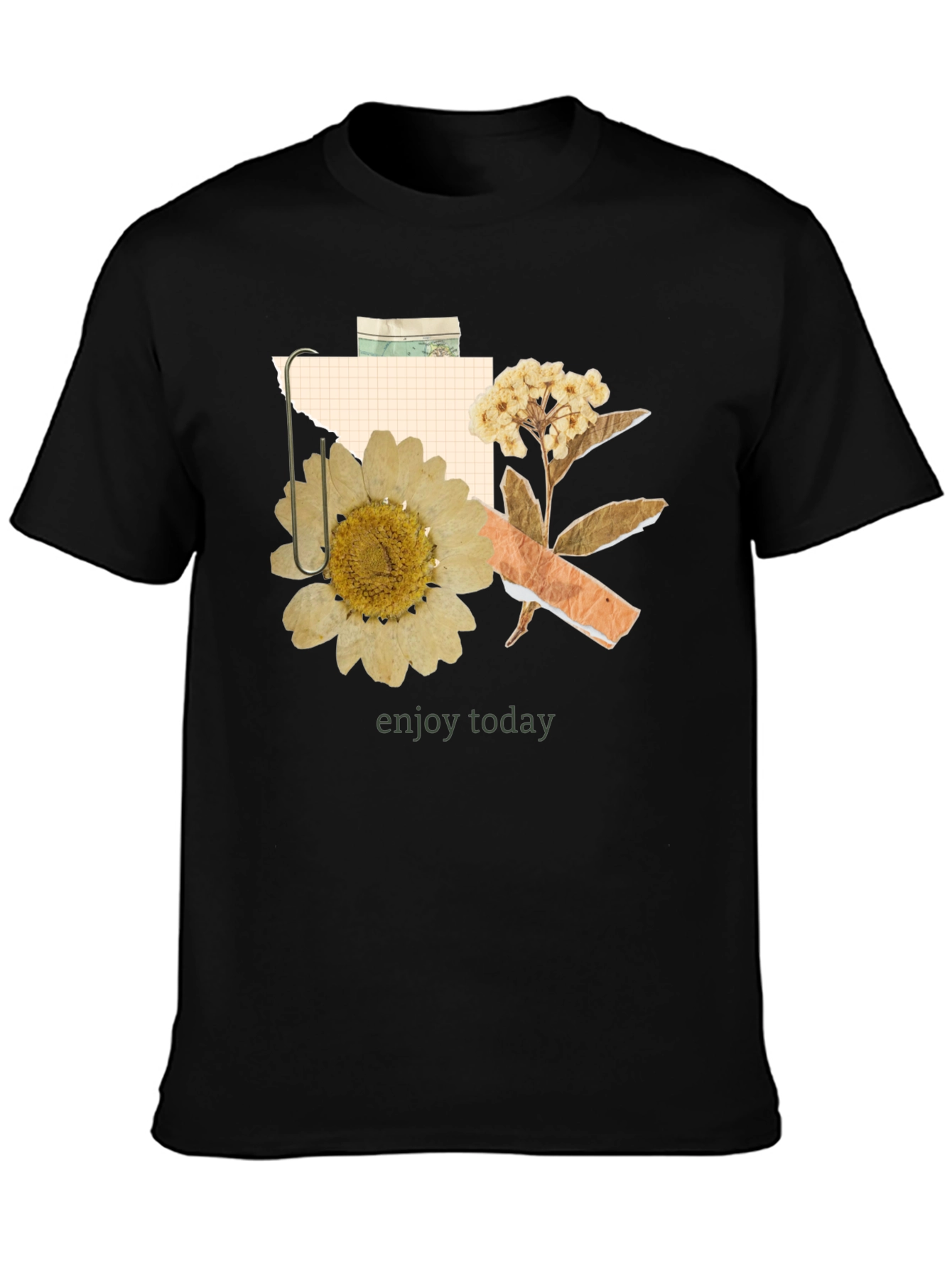 Black Floral Collage Graphic T-Shirt - Enjoy Today Tee view 3