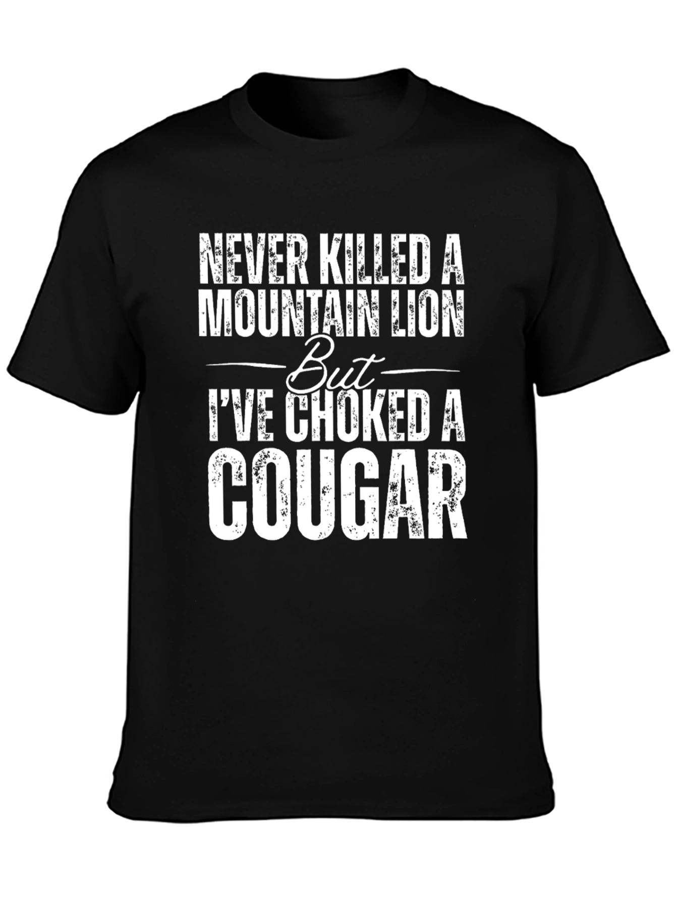 Black Choked a Cougar Graphic Tee - Funny Novelty T-Shirt view 3