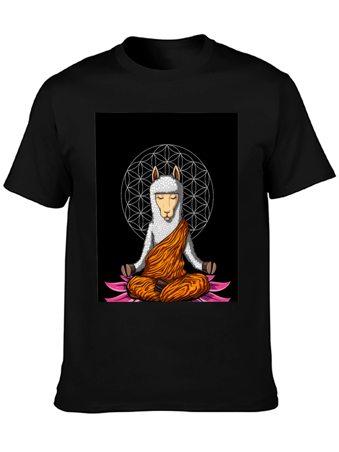 Black Meditating Llama Graphic T-Shirt - Zen Style view 3