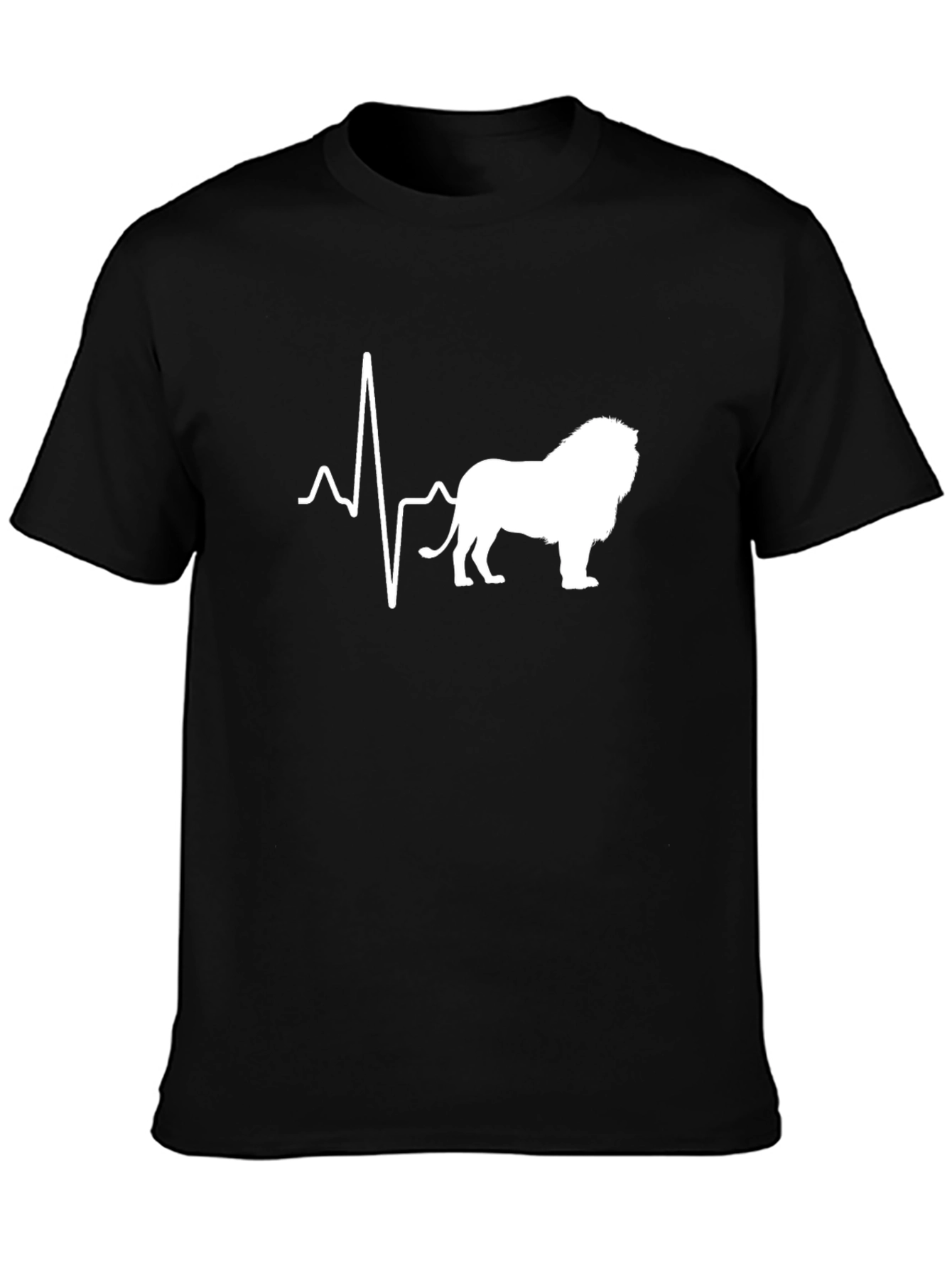 Black Lion Heartbeat T-Shirt - Black Graphic Tee view 3