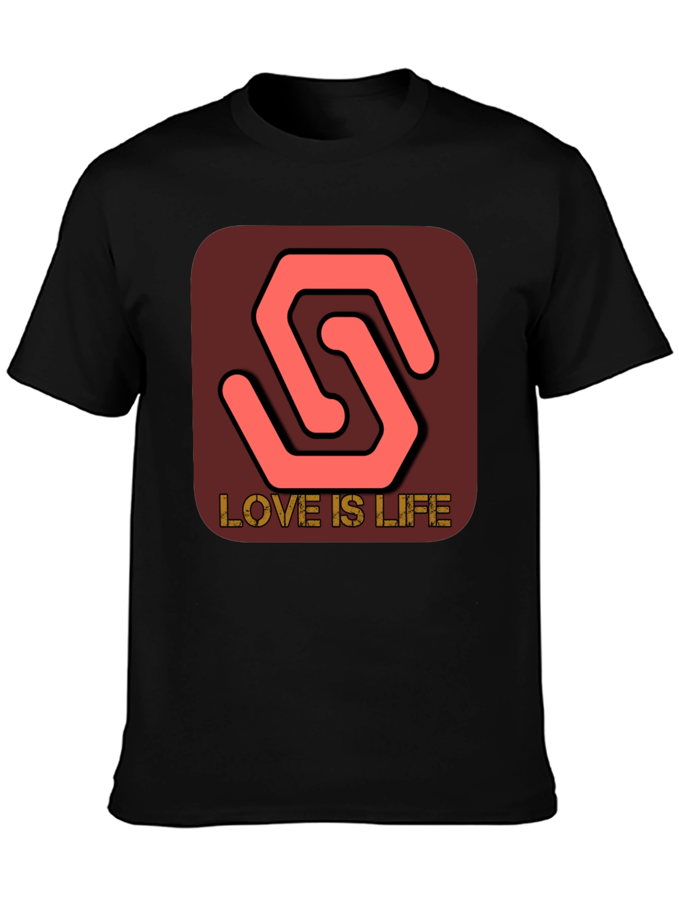 Black Love Is Life Stylish Graphic Tee - Black view 3
