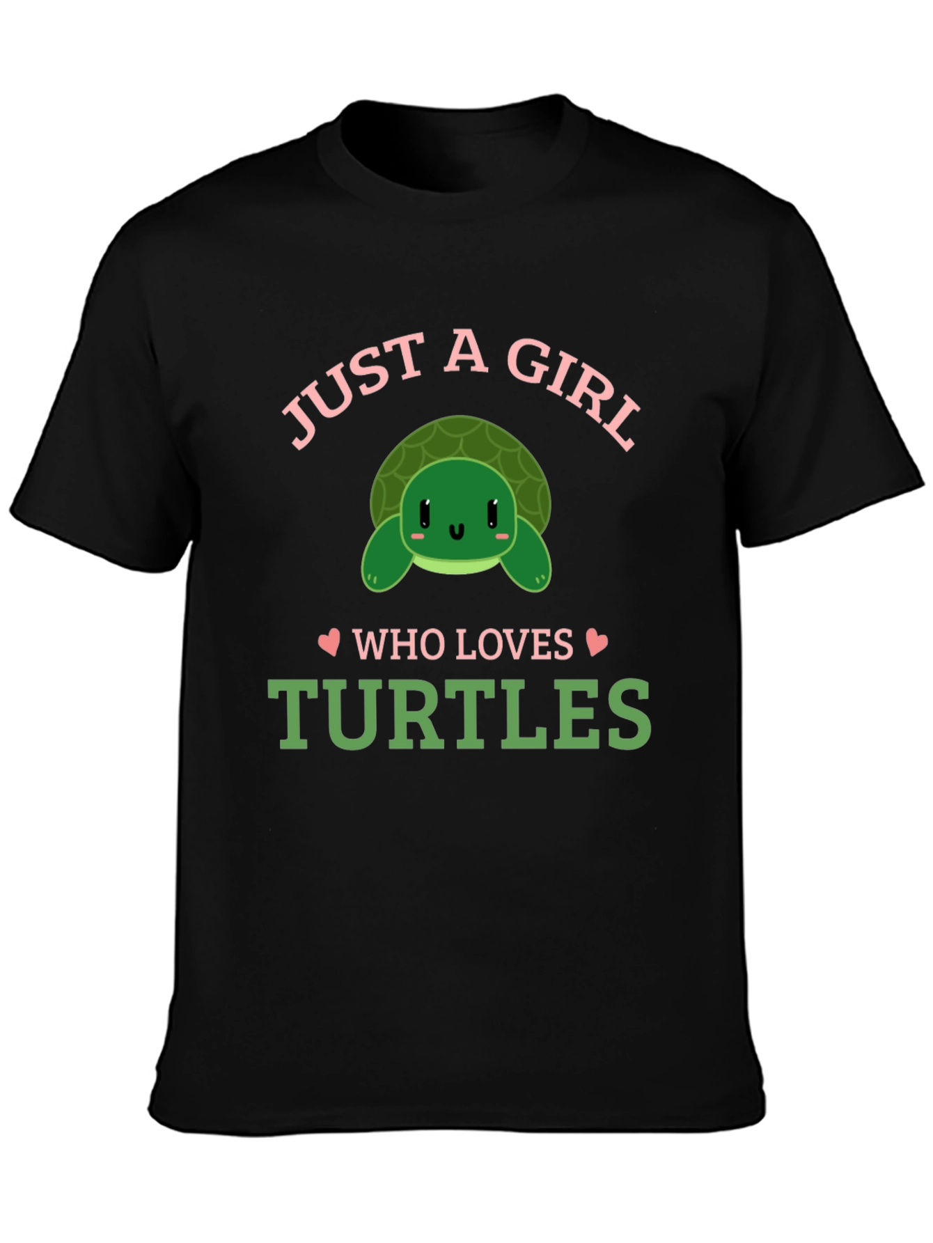 Black Just a Girl Who Loves Turtles T-Shirt view 3