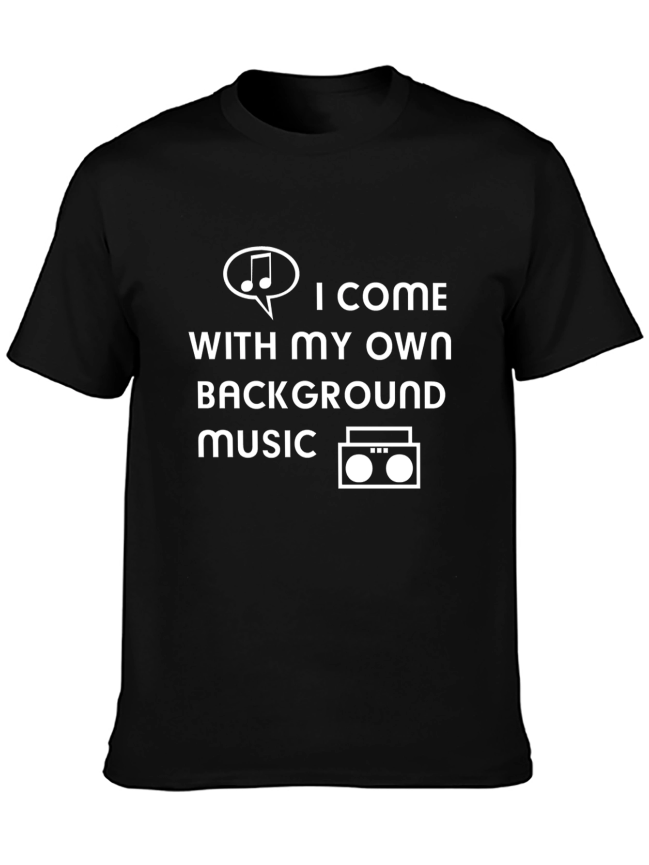 Black I Come With My Own Music T-Shirt - Funny Graphic Tee view 3