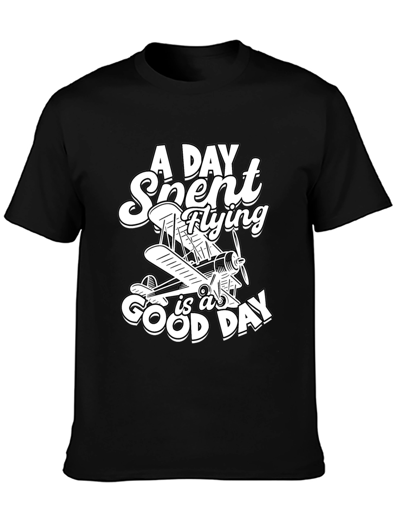 Black Flying Enthusiast T-Shirt - A Good Day view 3