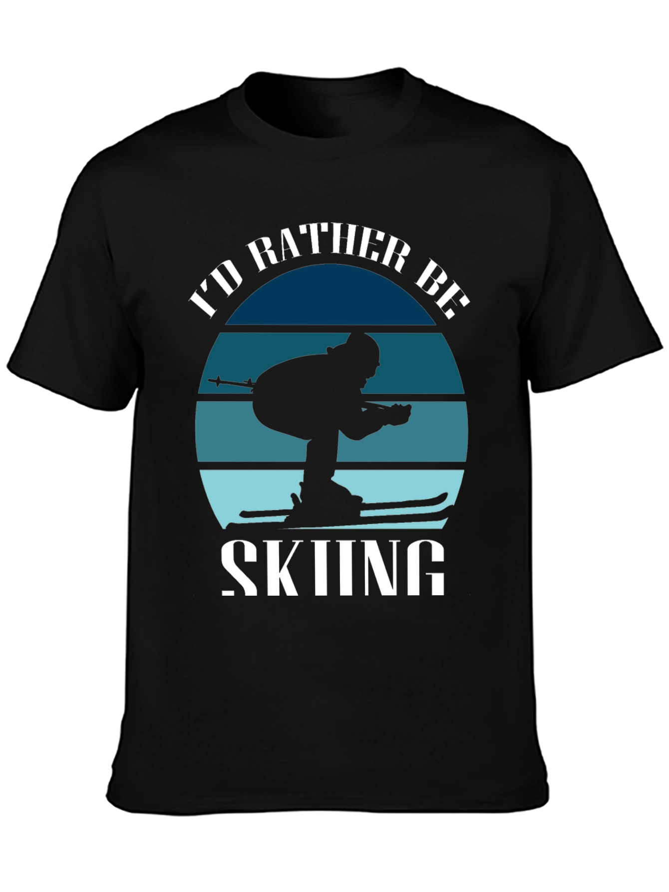 Black I'd Rather Be Skiing T-Shirt view 3