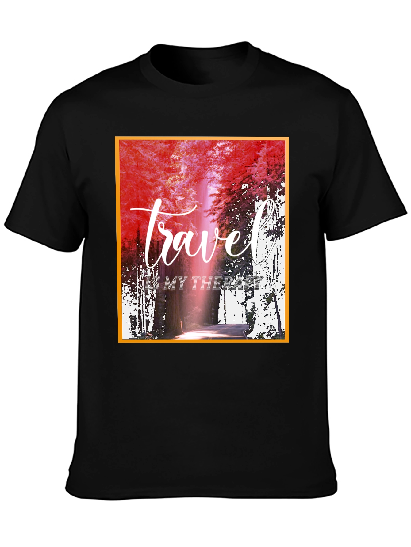 Travel is my Therapy Black Graphic Tee - 3