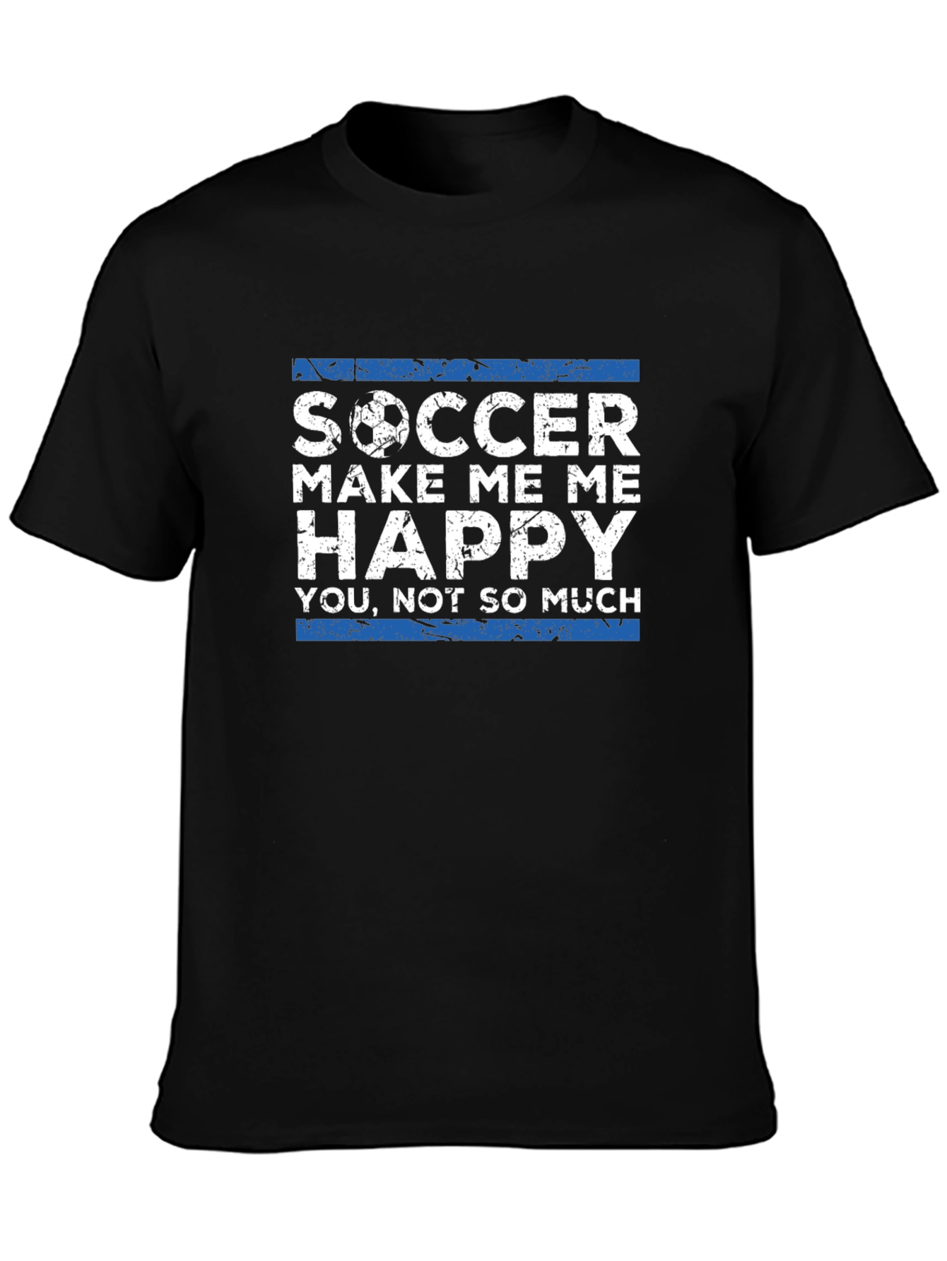 Black Soccer Make Me Happy Black Graphic Tee view 3