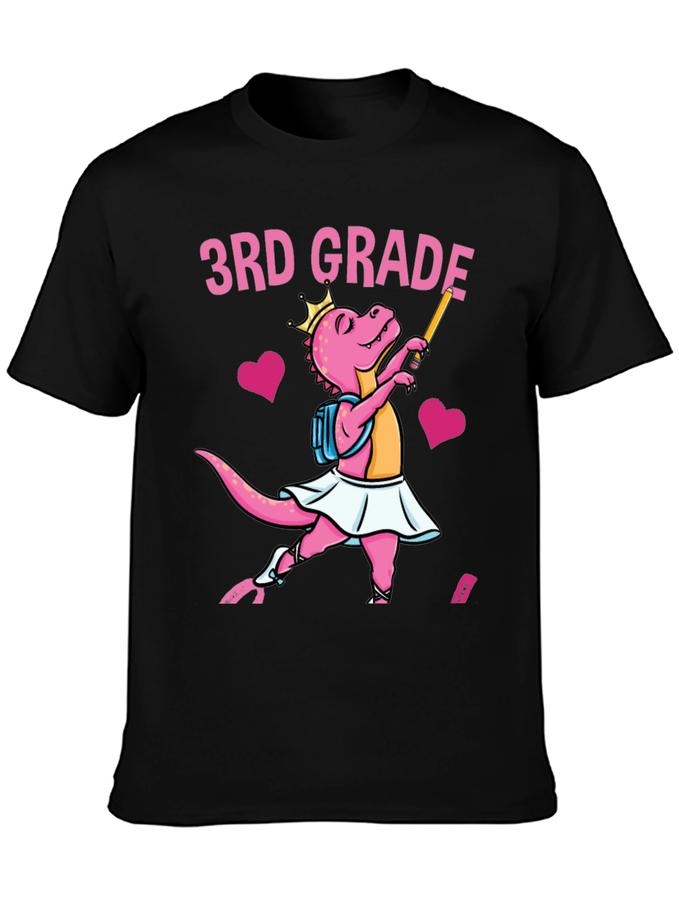 Black 3rd Grade Dinosaur T-Shirt view 3