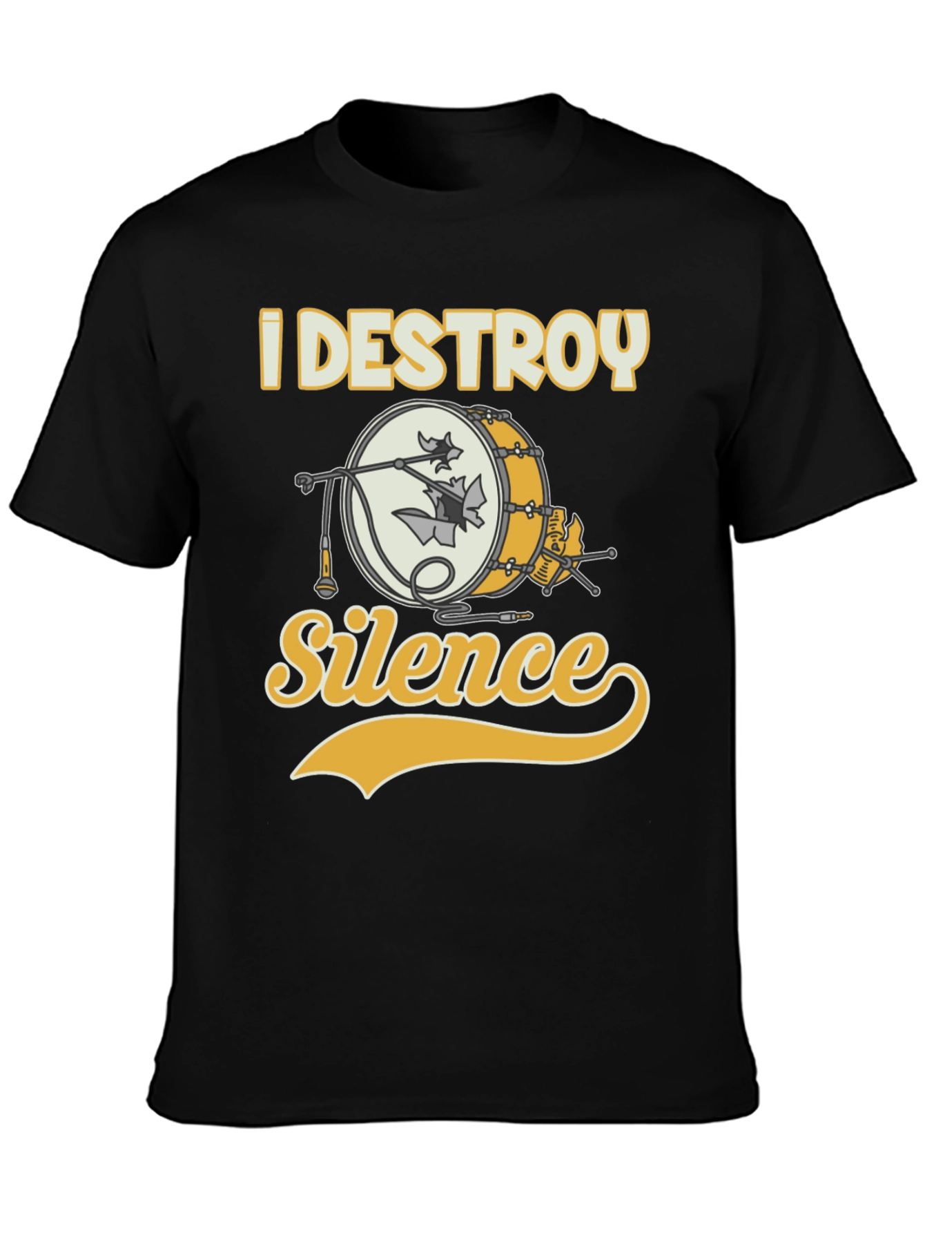 Black I Destroy Silence Drummer T-Shirt - Black view 3