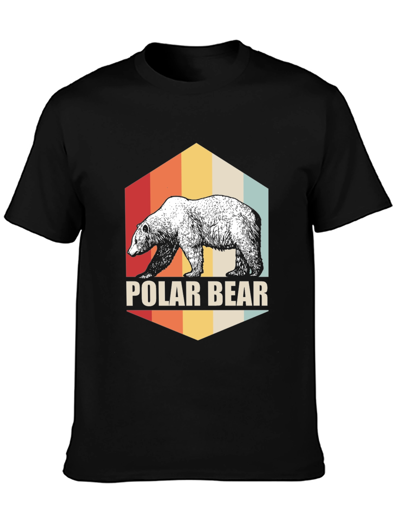 Black Retro Polar Bear Graphic T-Shirt - Classic Black Tee view 3