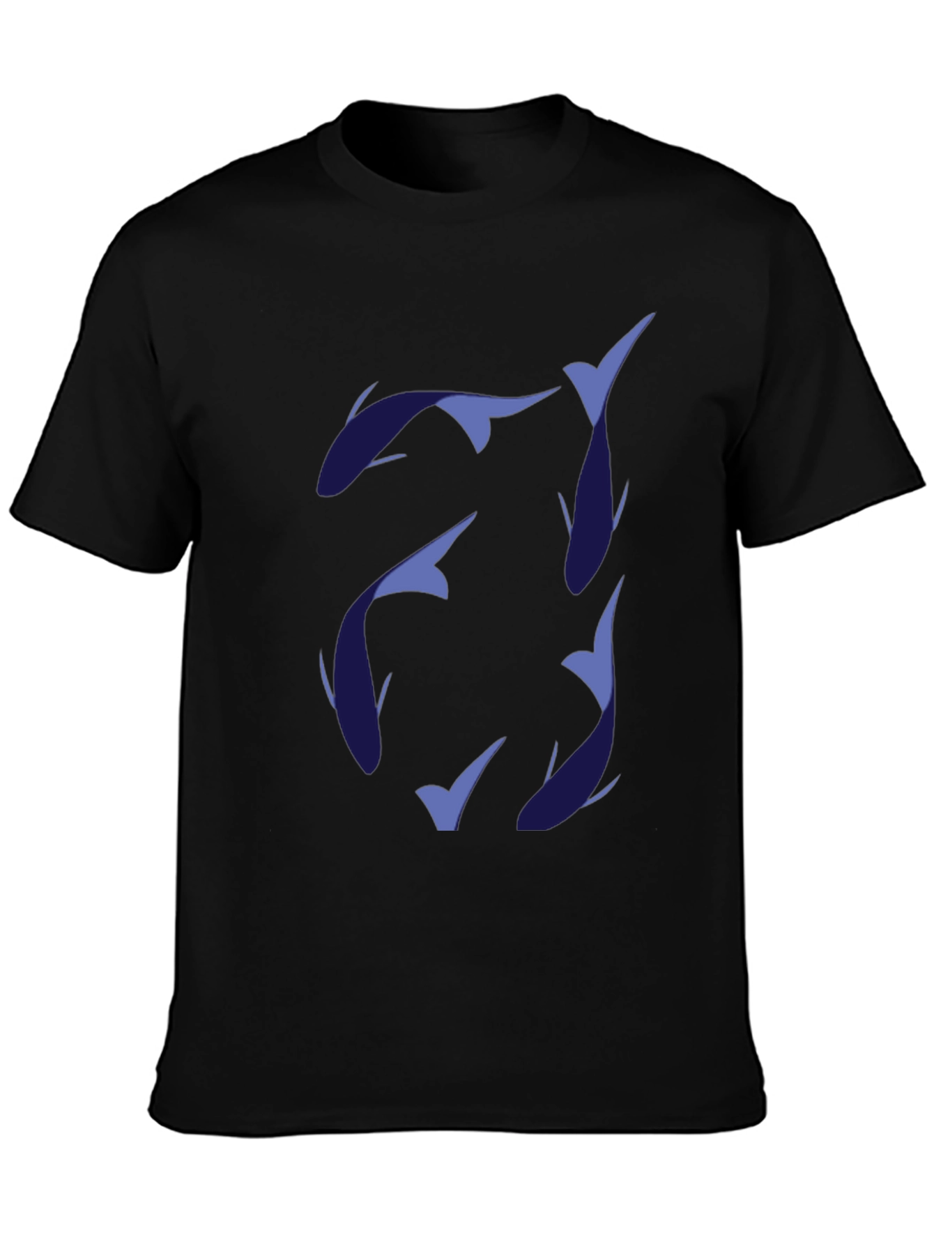 Black Stylish Men's Black T-Shirt with Fish Design view 3