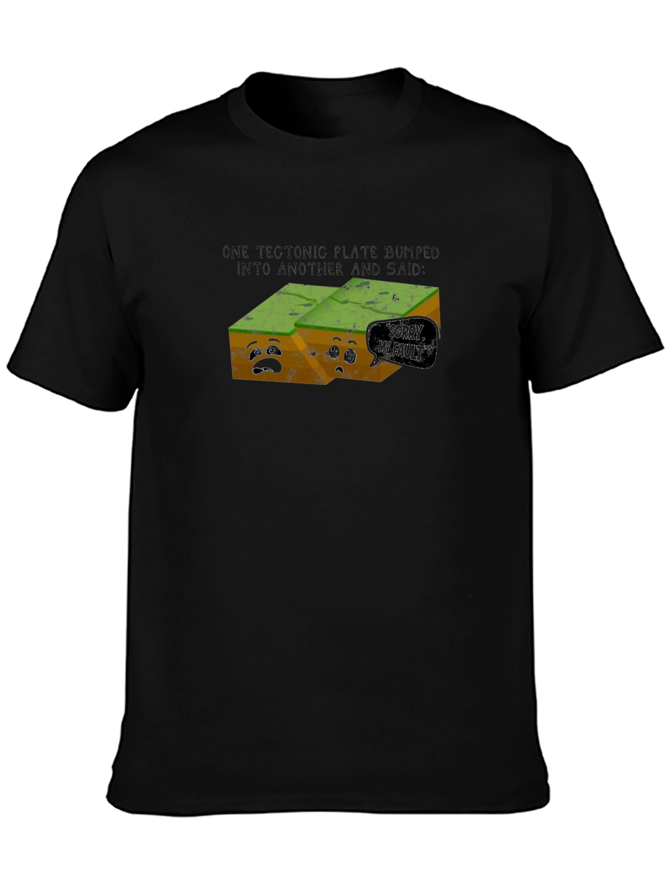 Black Funny Tectonic Plate Earthquake Pun Graphic Tee view 3