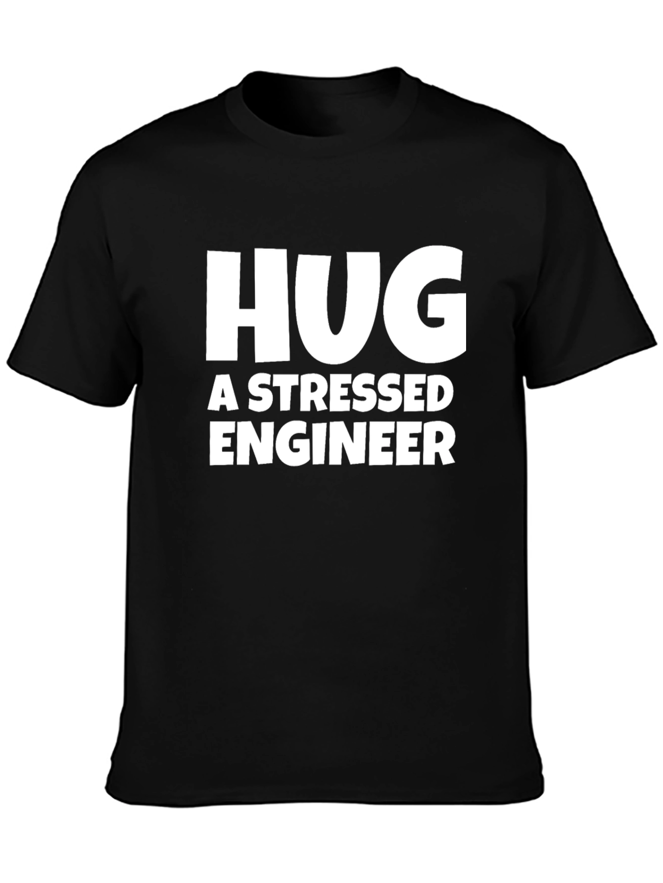 Black Hug a Stressed Engineer T-Shirt - Black view 3