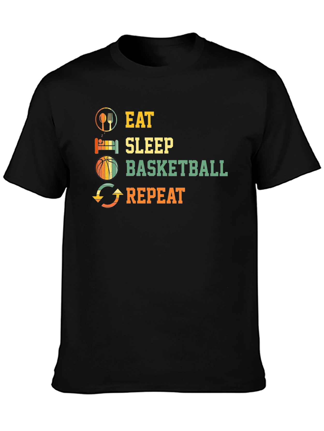 Black Eat Sleep Basketball Repeat T-Shirt view 3