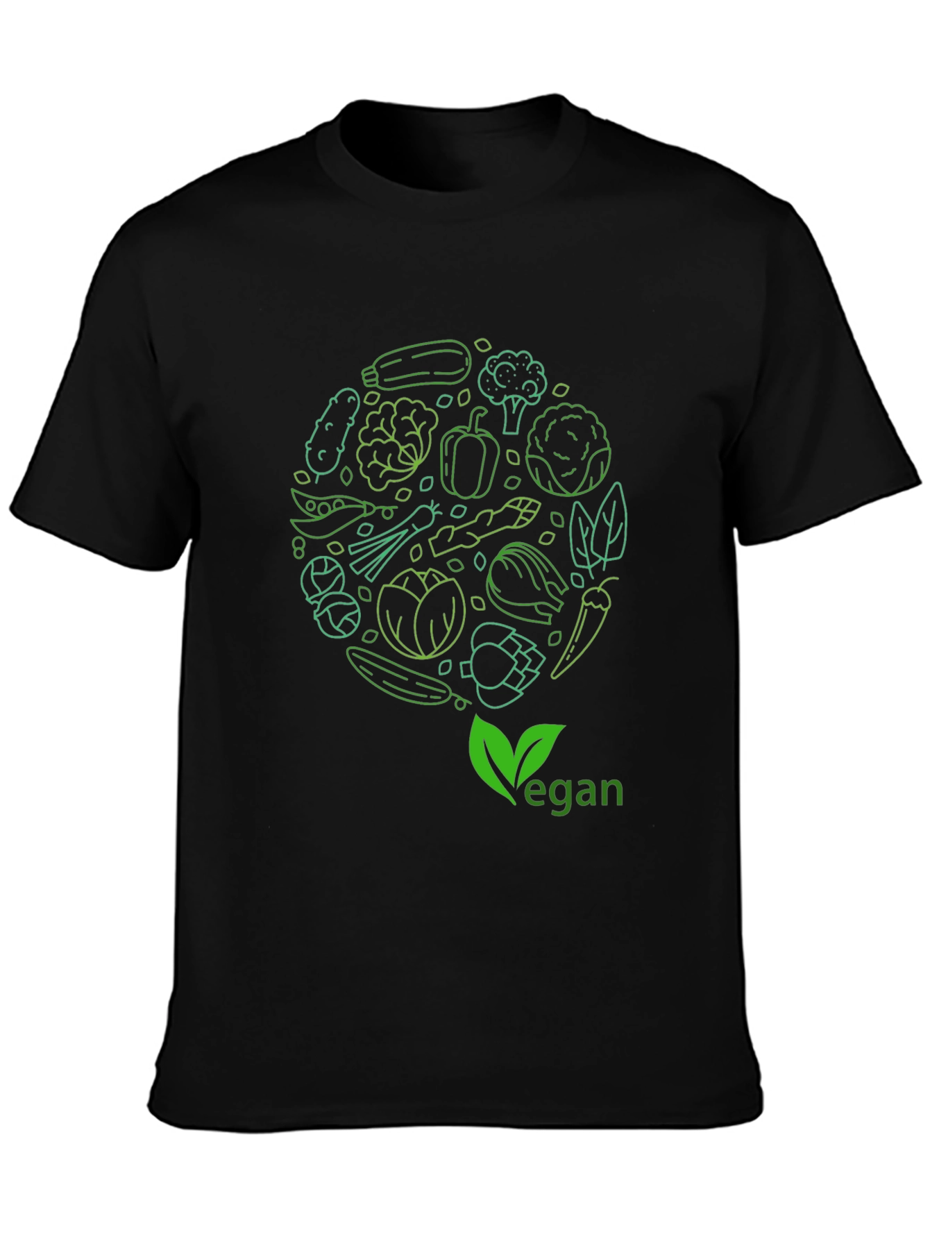 Black Vegan Vegetable Circle T-Shirt - Eat Green! view 3