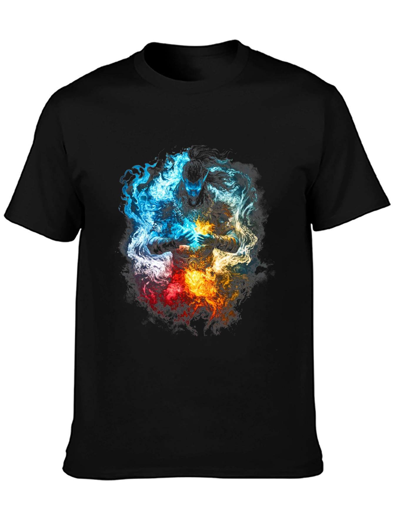 Black Elemental Warrior Graphic T-Shirt view 3