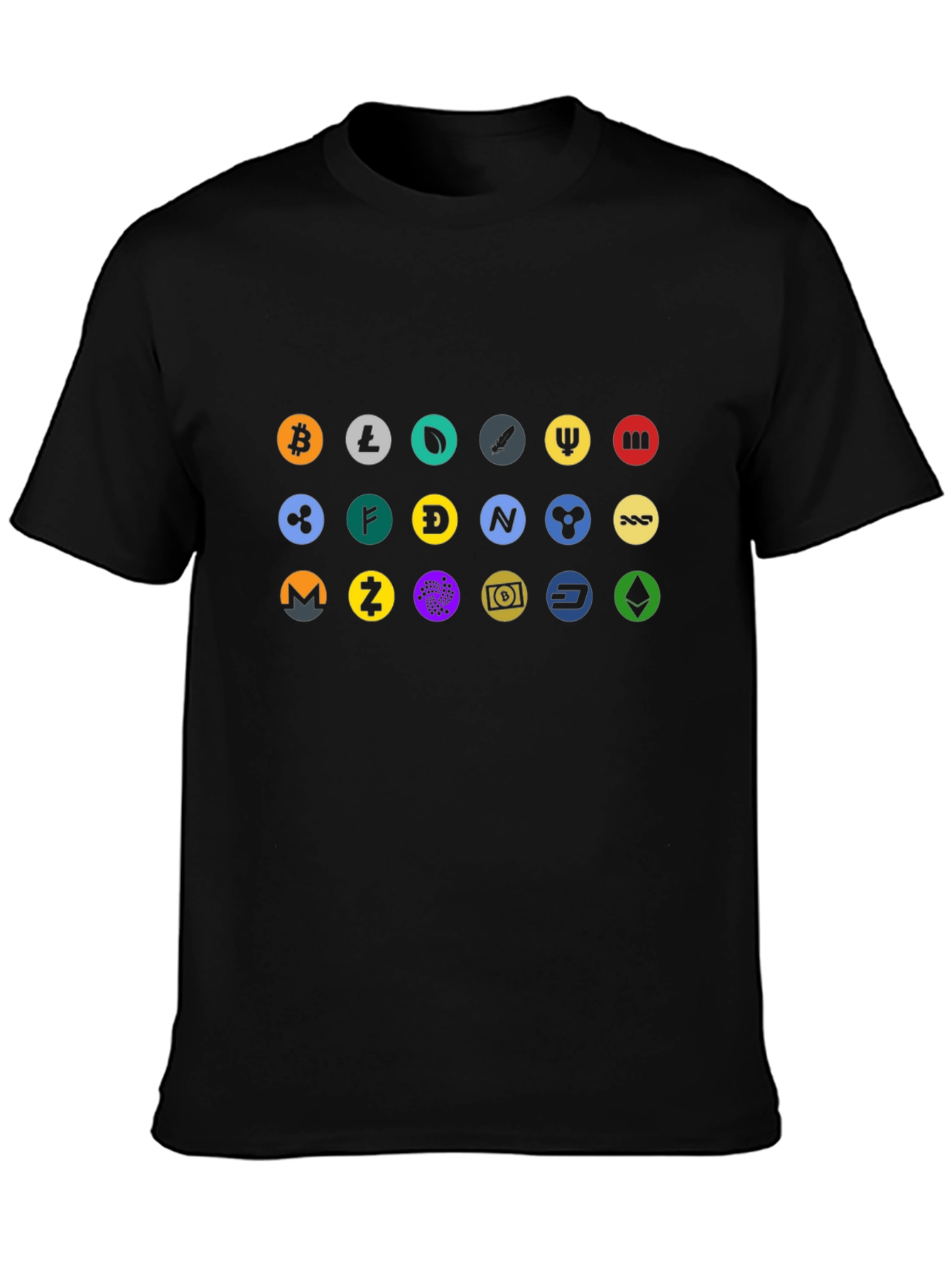Black Crypto Currency Logo T-Shirt - Bitcoin, Ethereum, Litecoin view 3