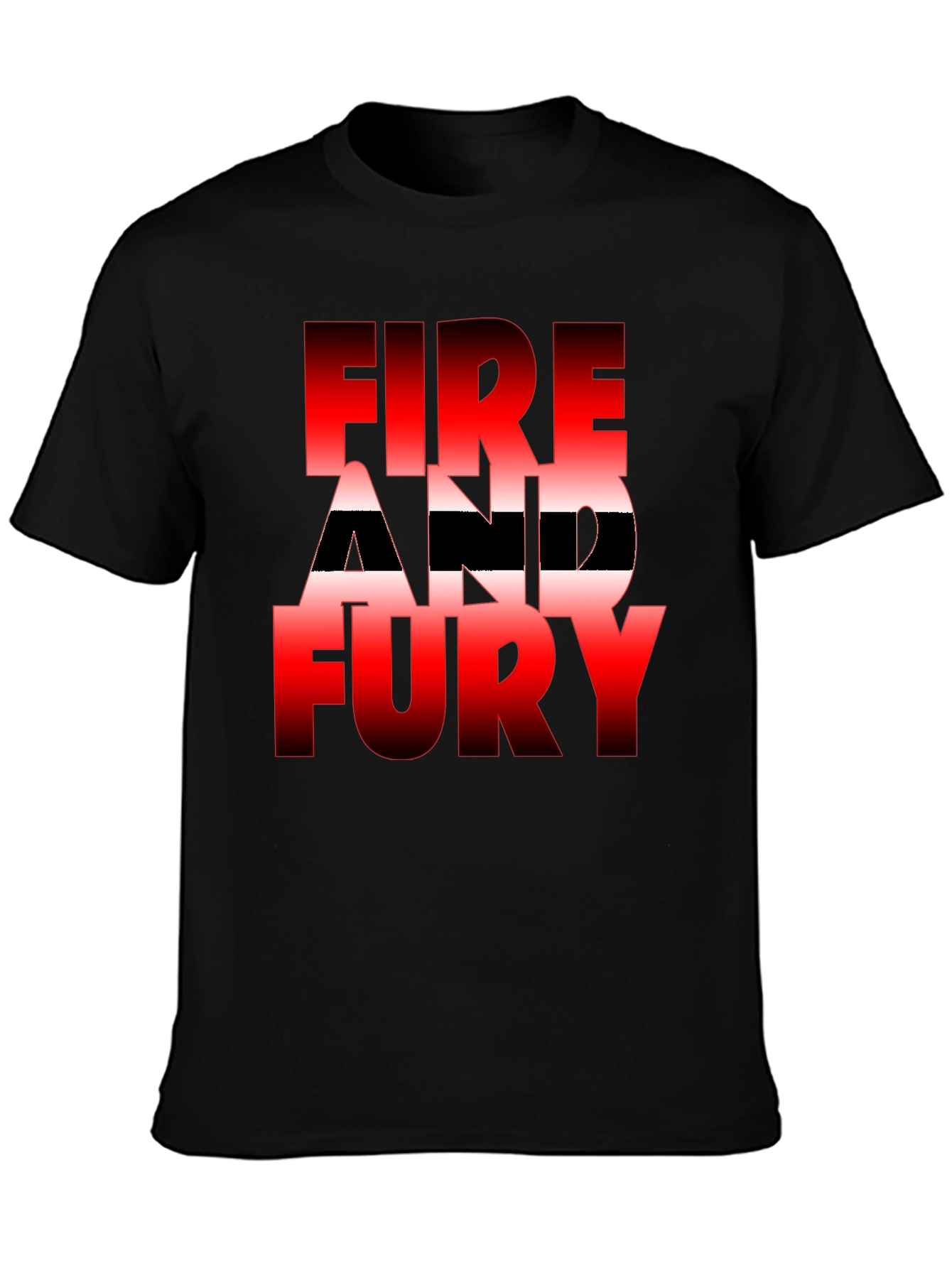 Black Fire and Fury Graphic Tee - Bold Statement Shirt view 3
