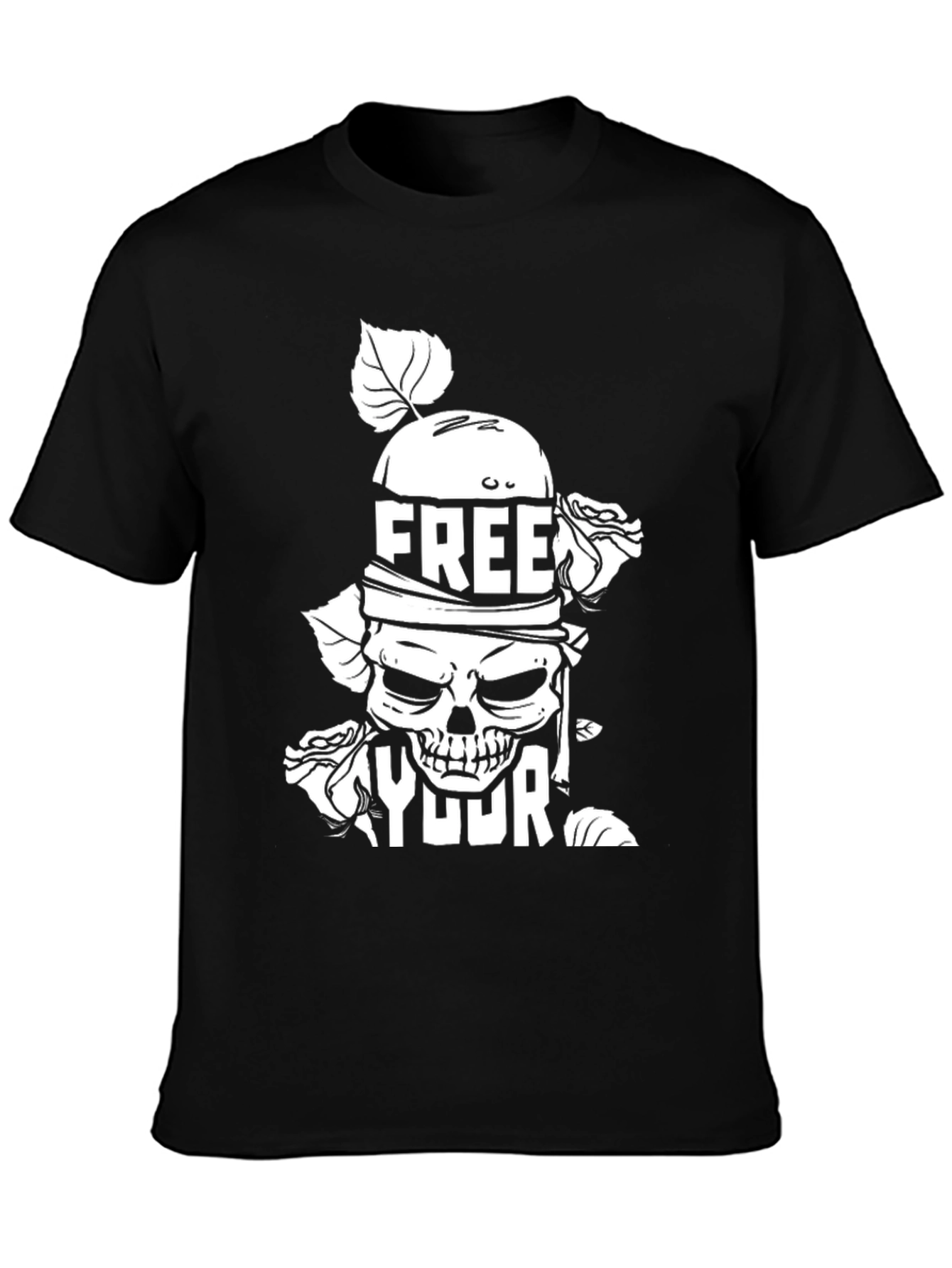 Black Free Your Mind Graphic Tee - Skull & Roses view 3