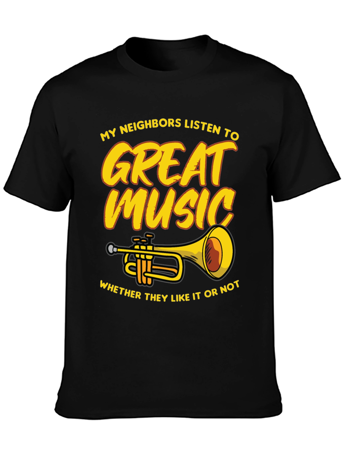 Black Great Music Trumpet T-Shirt view 3