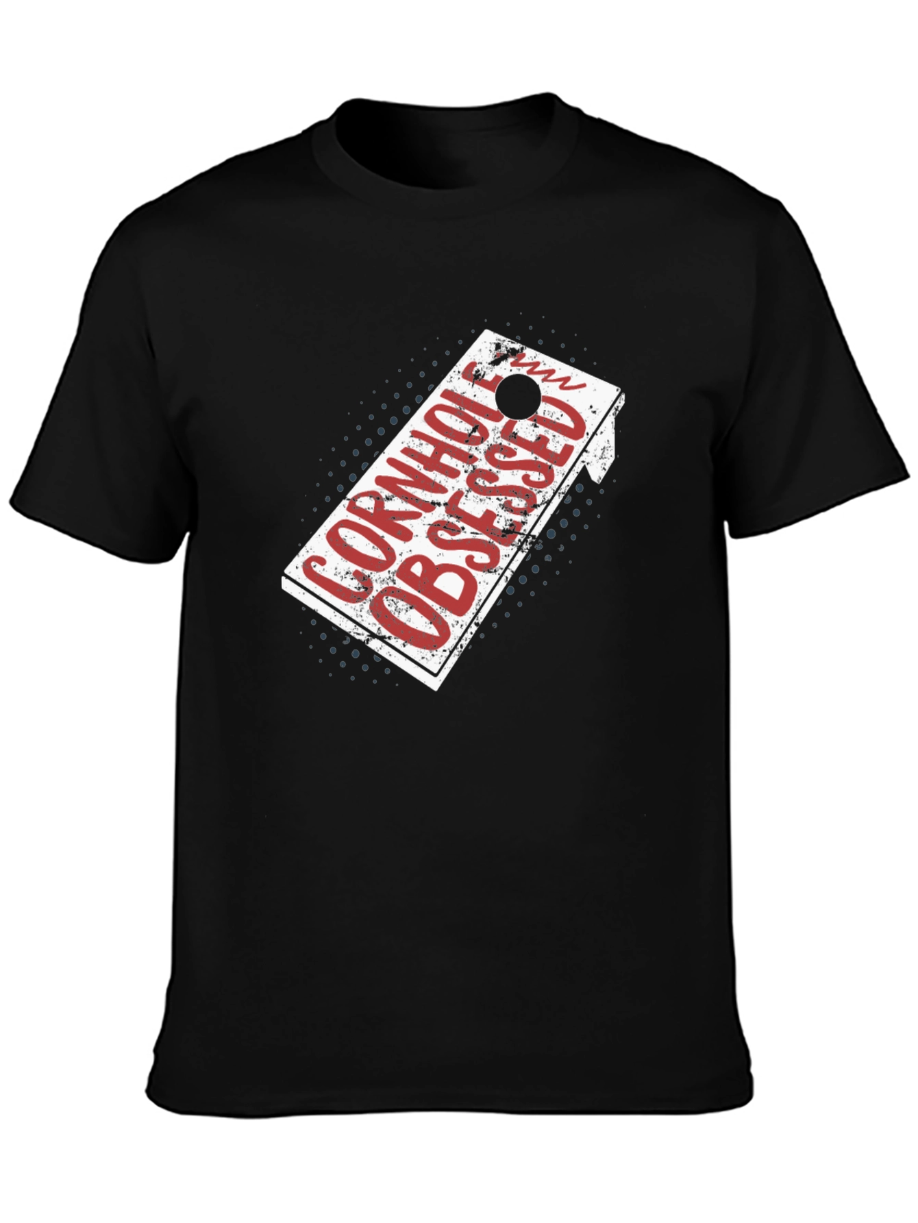 Black Cornhole Obsessed T-Shirt - Black Crew Neck Tee view 3