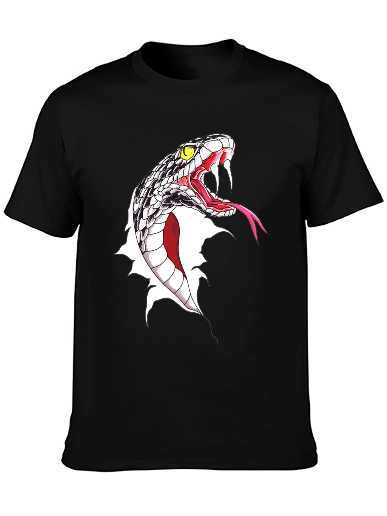 Black Men's Snake Graphic Print Black T-Shirt view 3