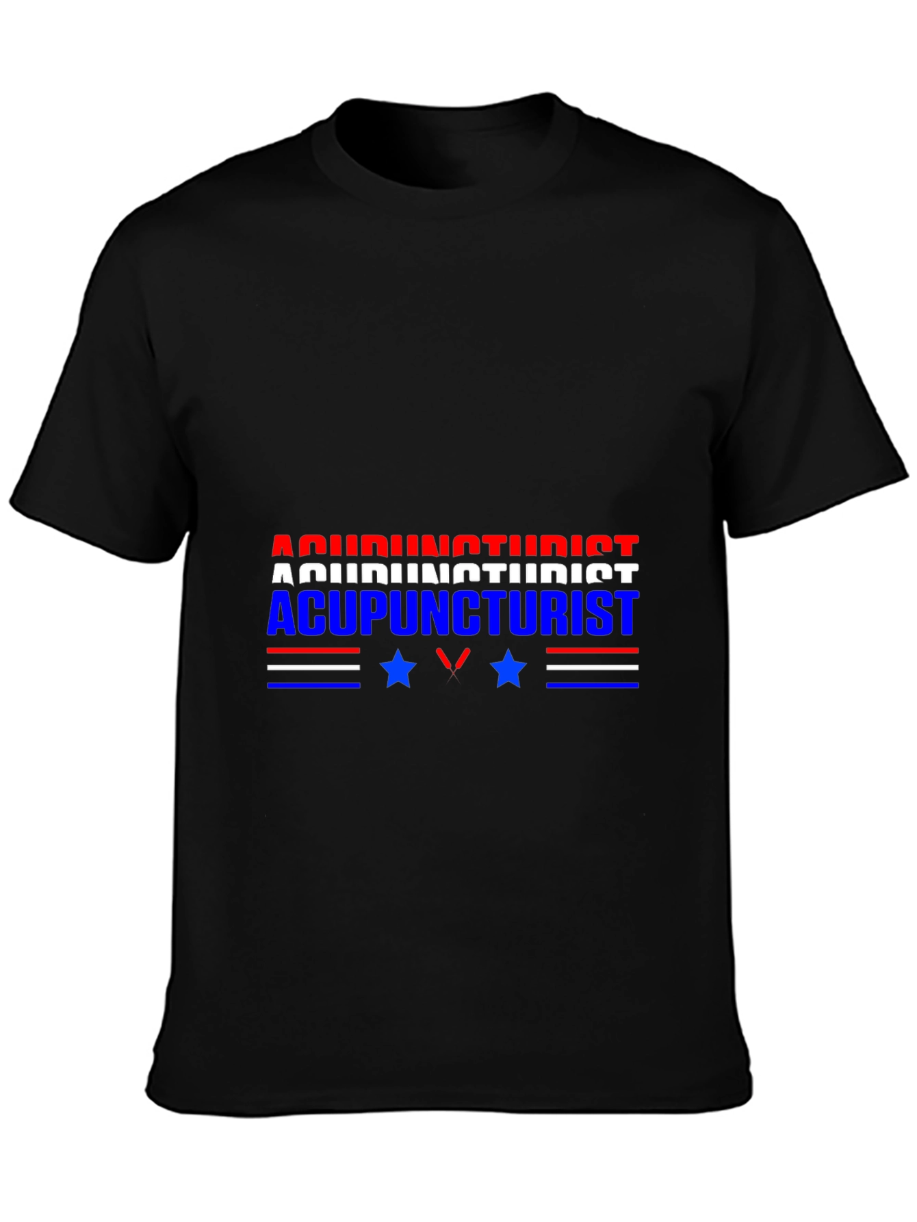 Black Acupuncturist Graphic Tee - Patriotic Design view 3