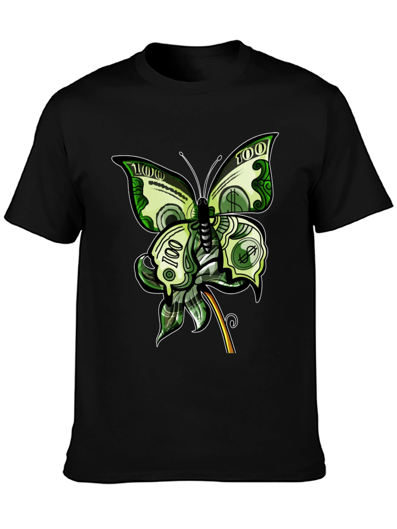 Black Money Butterfly Graphic Tee - Black view 3