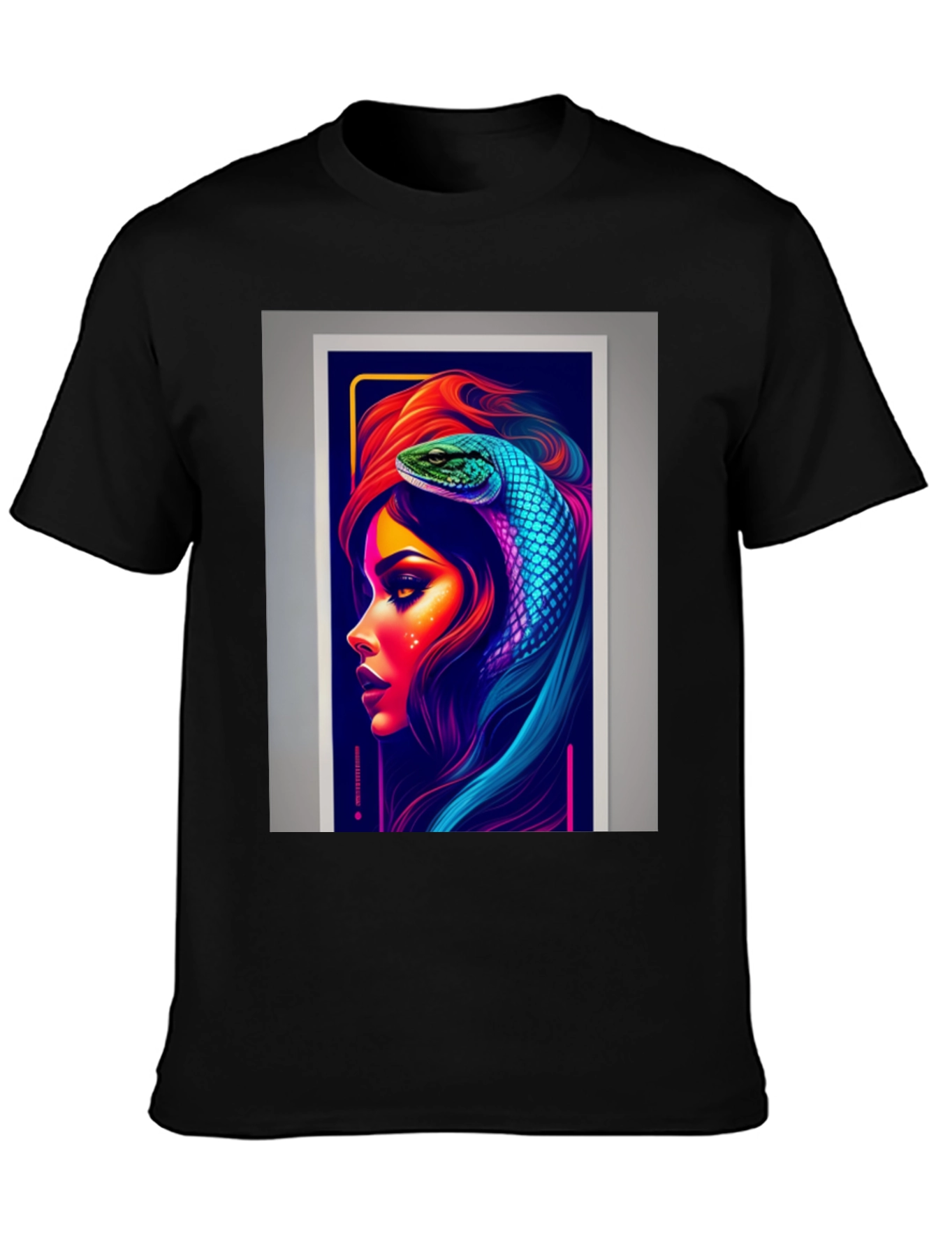 Black Neon Snake Woman Graphic Tee - Stylish & Unique view 3