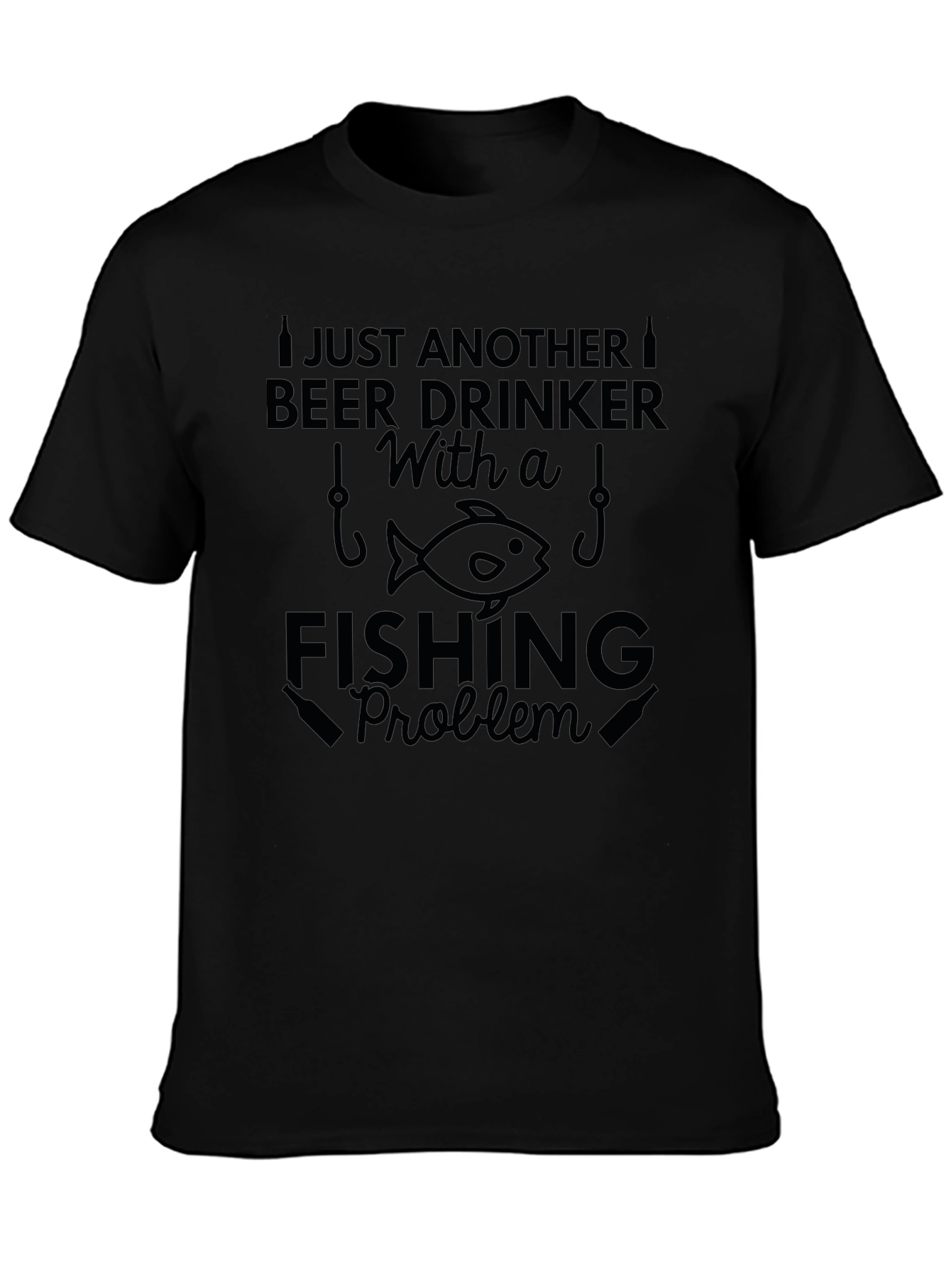 Black Fishing Problem Graphic Tee view 3