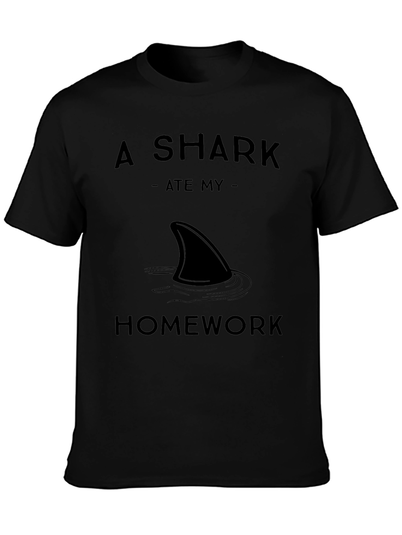 Black A Shark Ate My Homework Graphic T-Shirt view 3