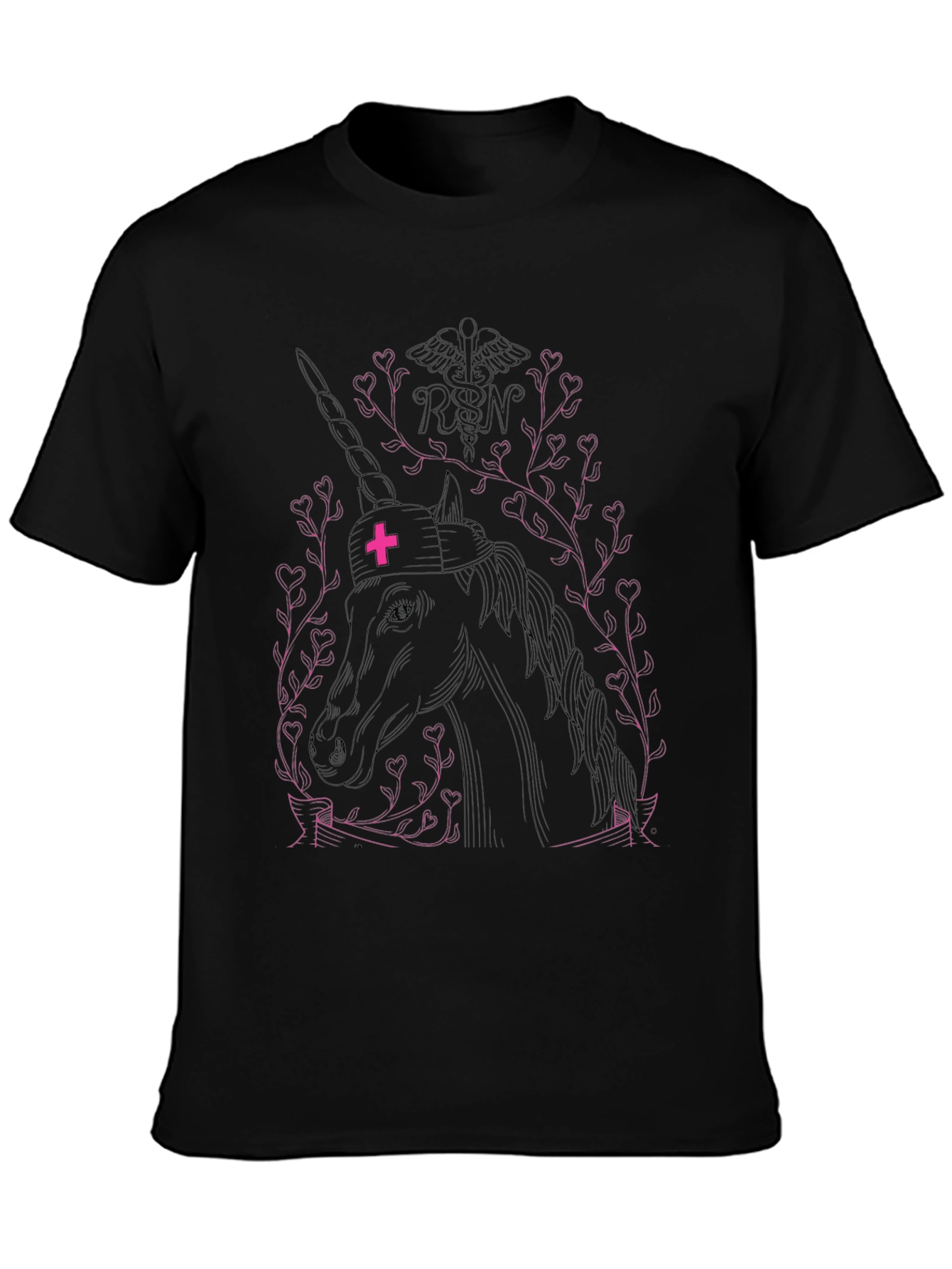 Black Unicorn Nurse T-Shirt -  Magical Medical Apparel view 3
