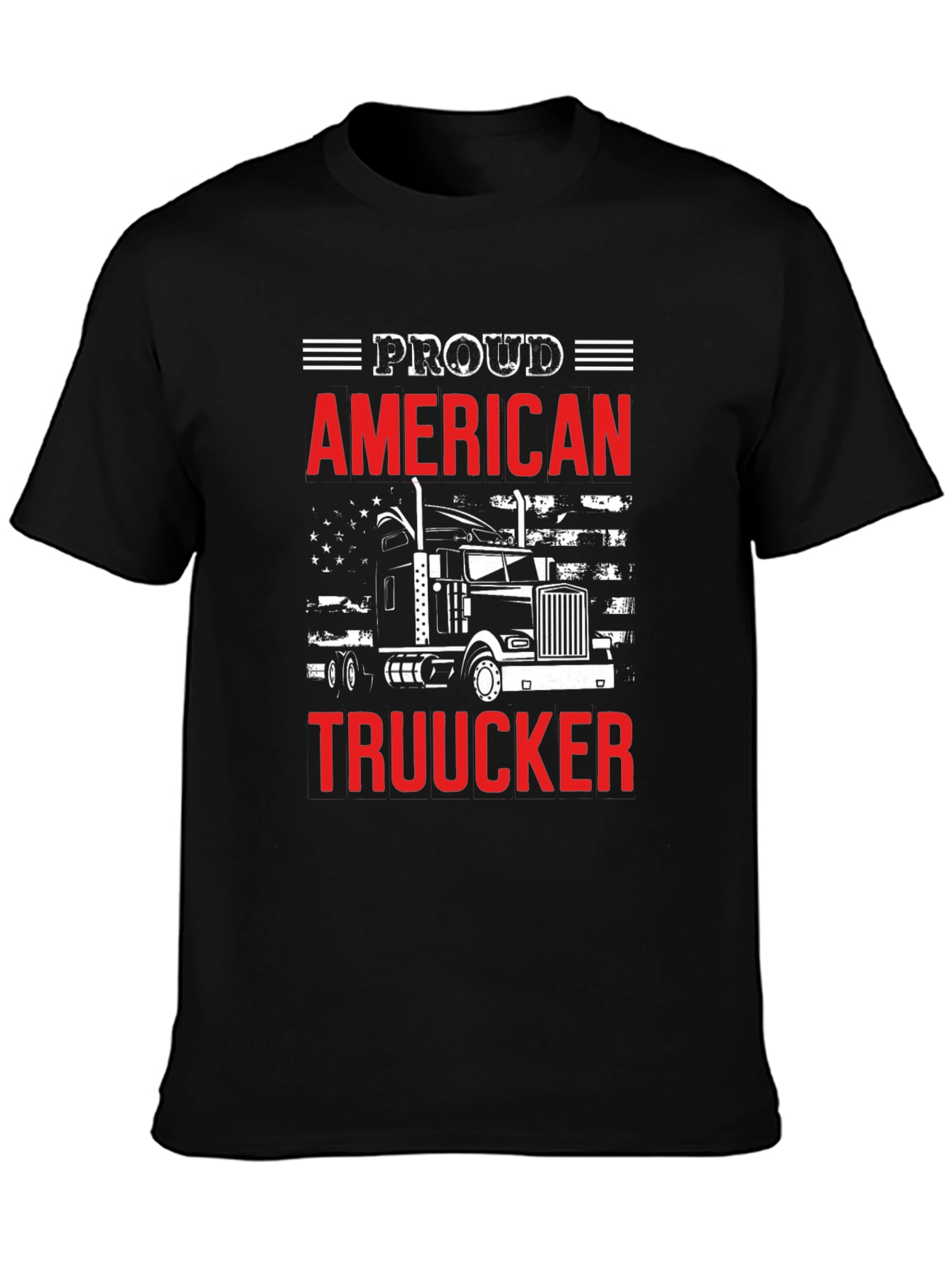 Black Proud American Trucker Graphic T-Shirt view 3