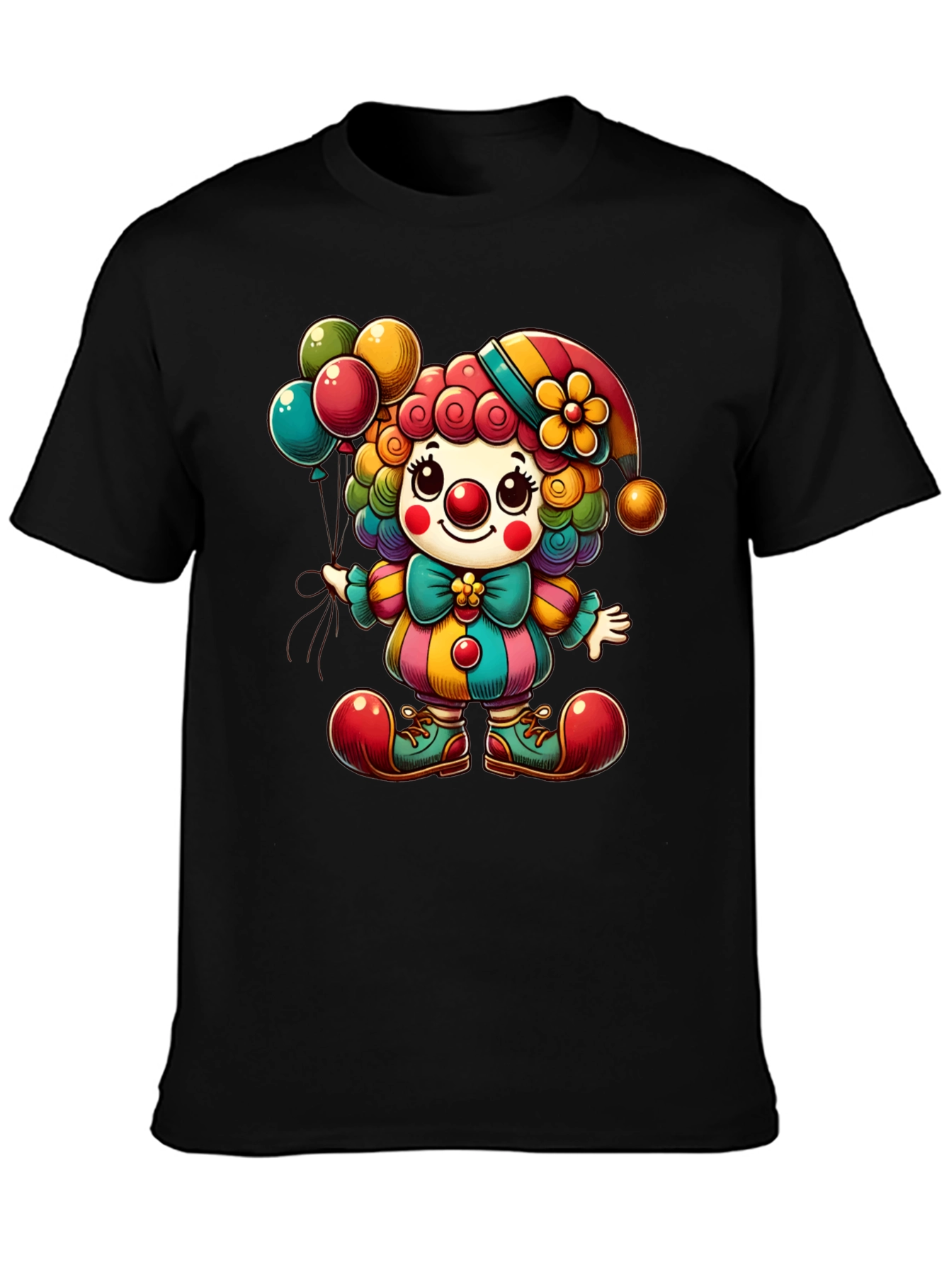 Black Clown Graphic T-Shirt - Funny and Colorful Tee view 3