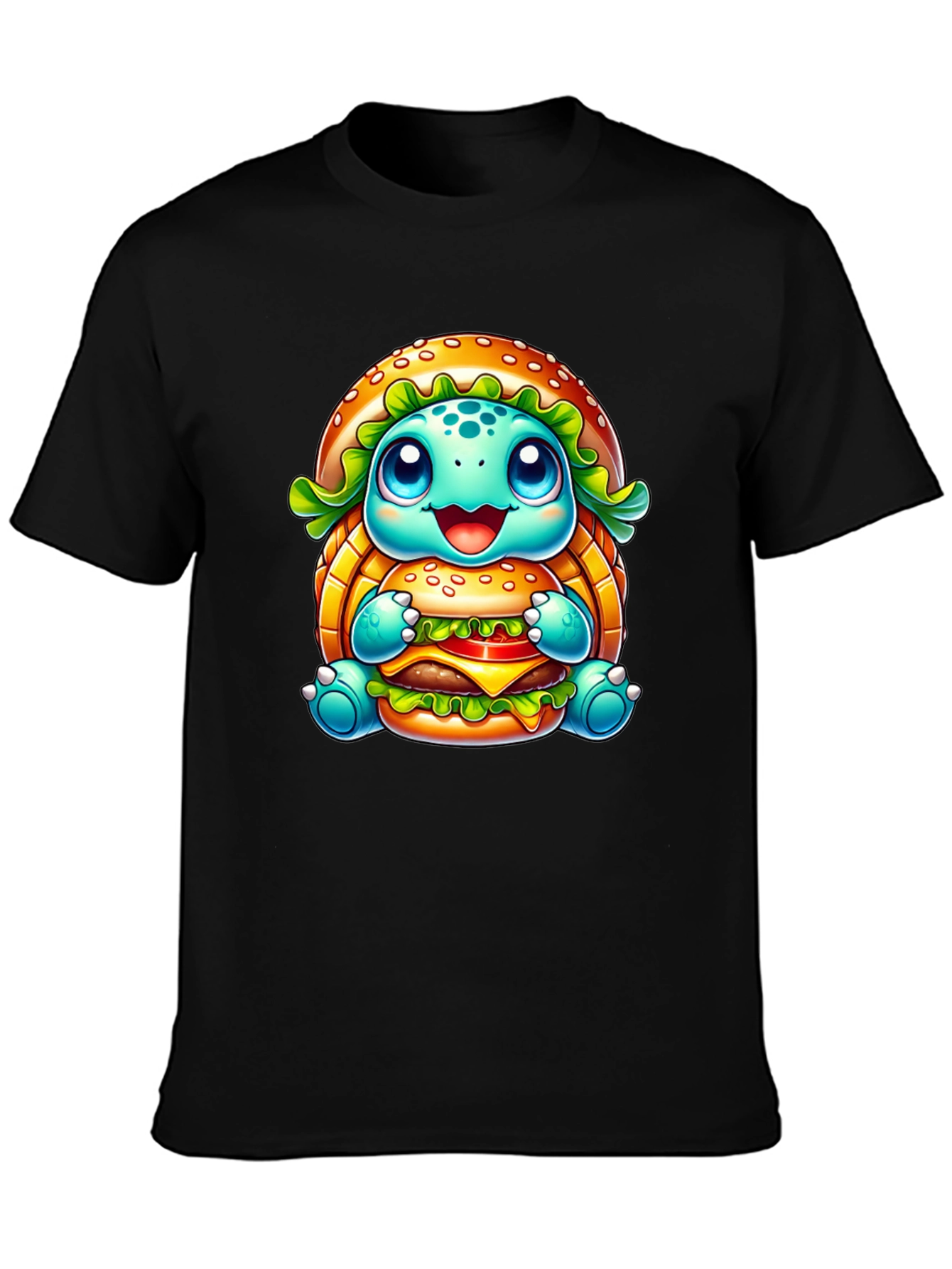 Black Turtle Burger Graphic Black T-Shirt view 3