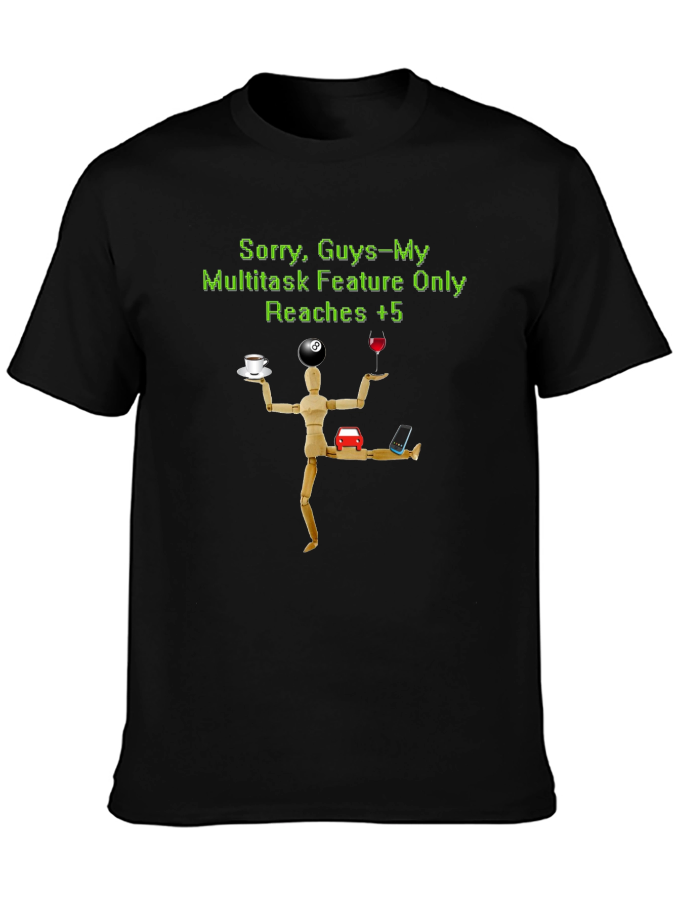 Black Multitask Feature T-Shirt - Humor view 3