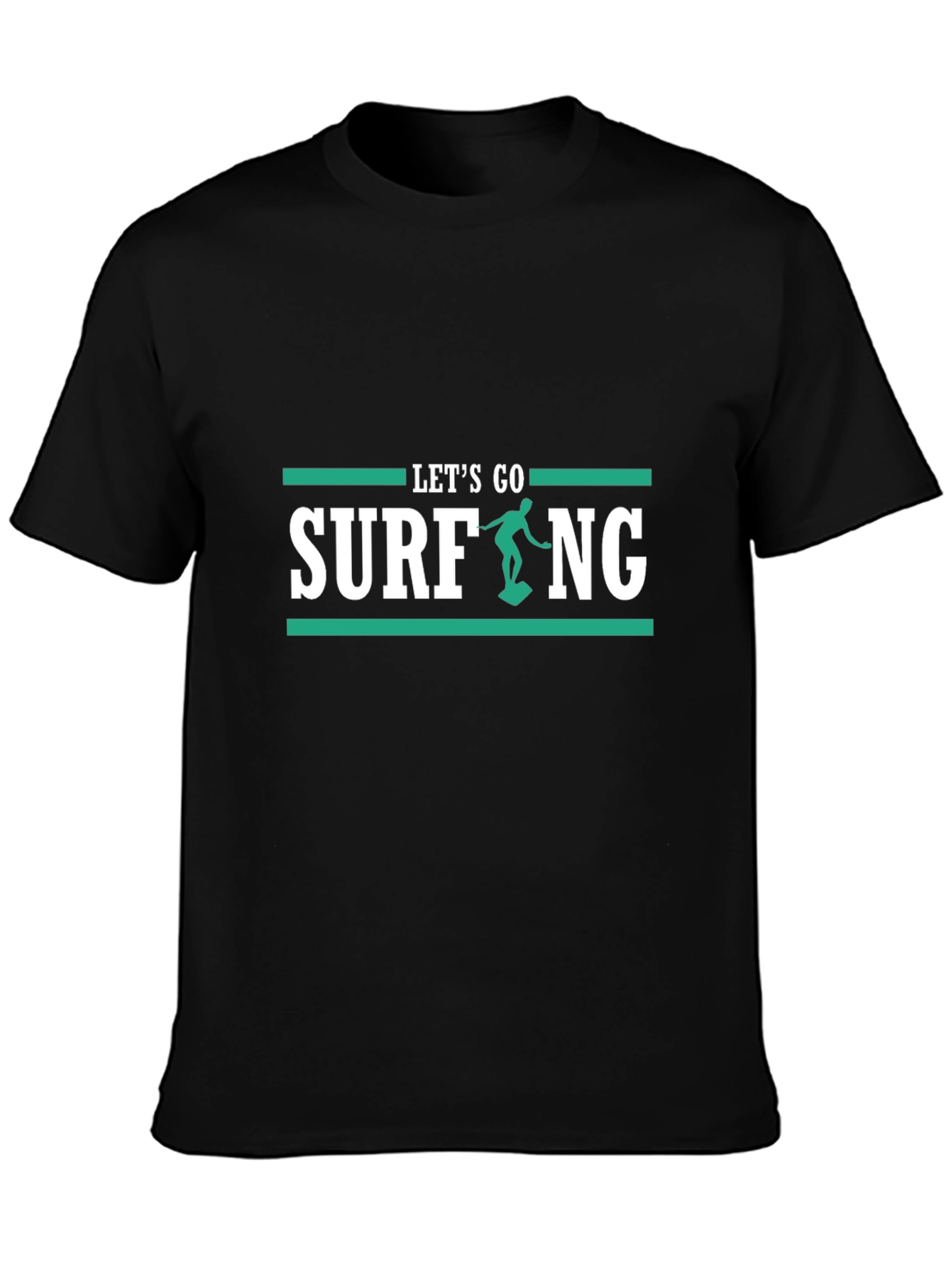 Black Let's Go Surfing Black T-Shirt view 3