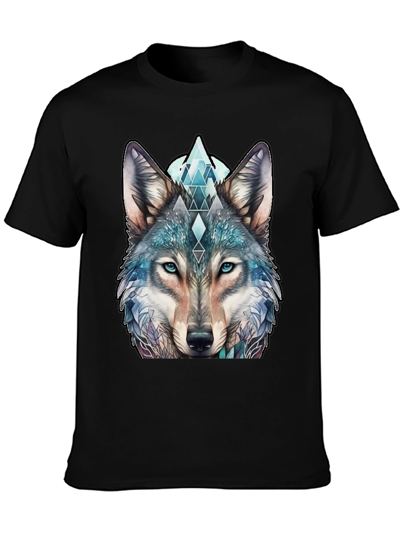 Black Wolf Graphic Tee - Geometric Design, Soft Cotton view 3