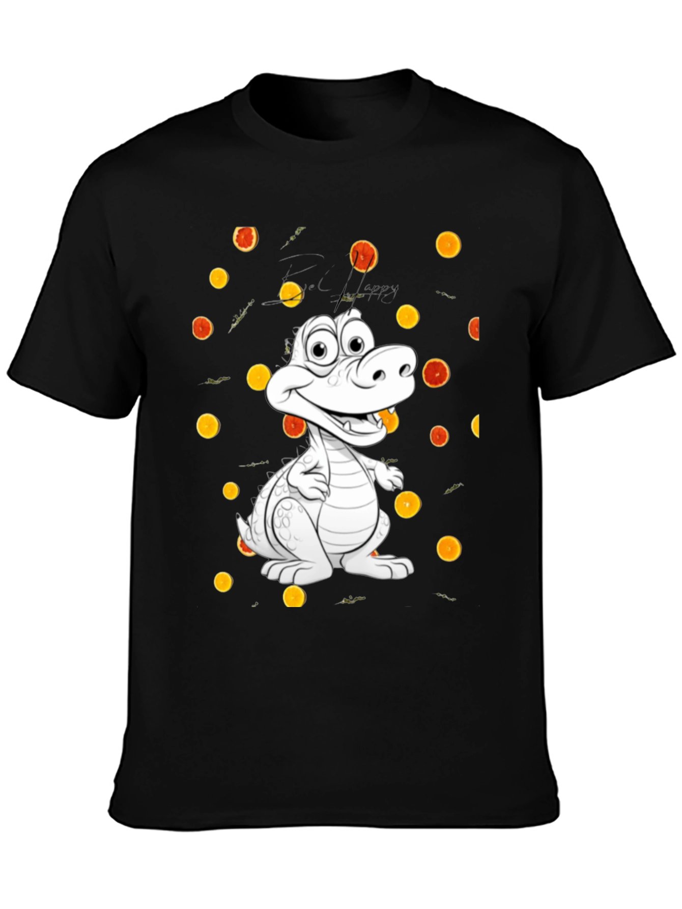 Black Cartoon Alligator Graphic Black T-Shirt view 3