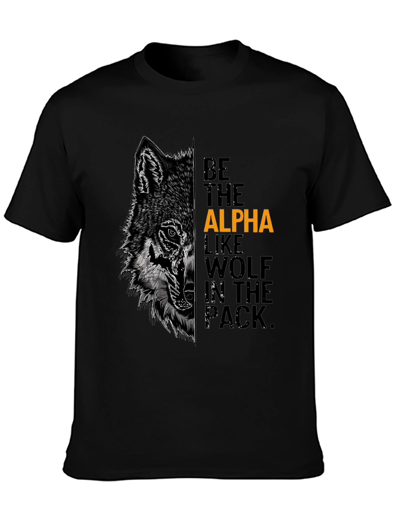 Black Alpha Wolf Graphic Tee - Be the Leader view 3