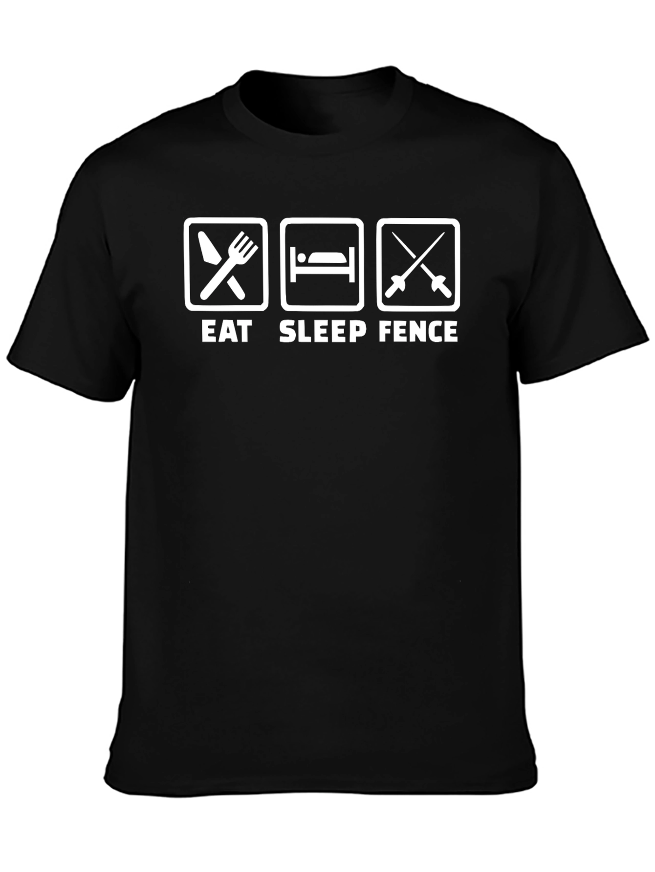 Black Eat Sleep Fence Black T-Shirt view 3