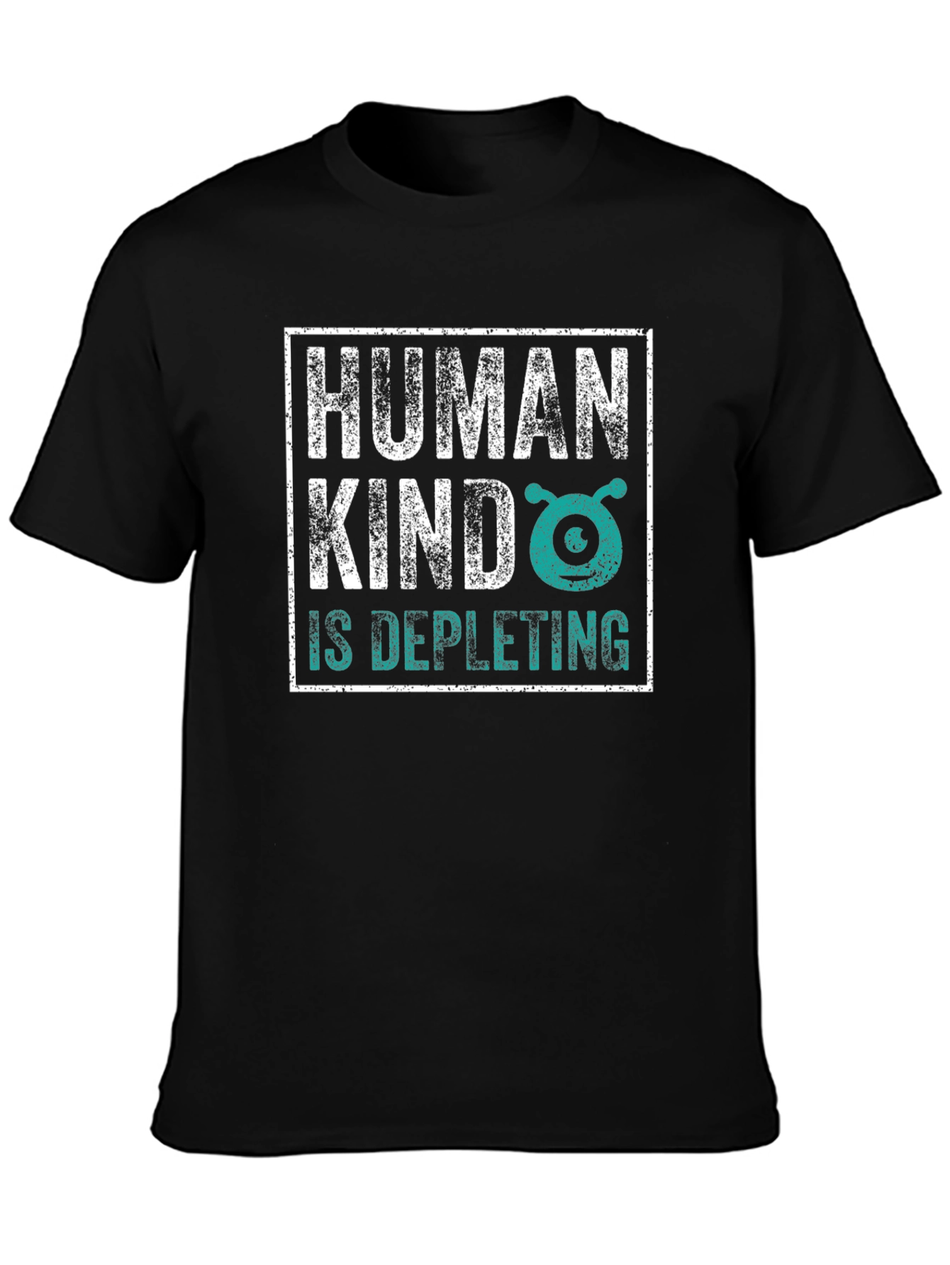 Black Humankind Alien Graphic Tee - Dark Humor T-Shirt view 3