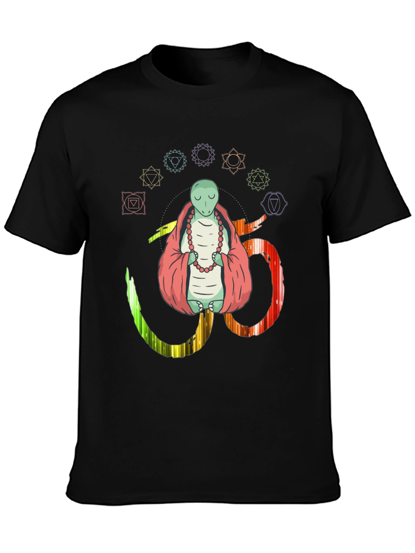 Black Meditating Lizard Om Yoga Chakra T-Shirt view 3