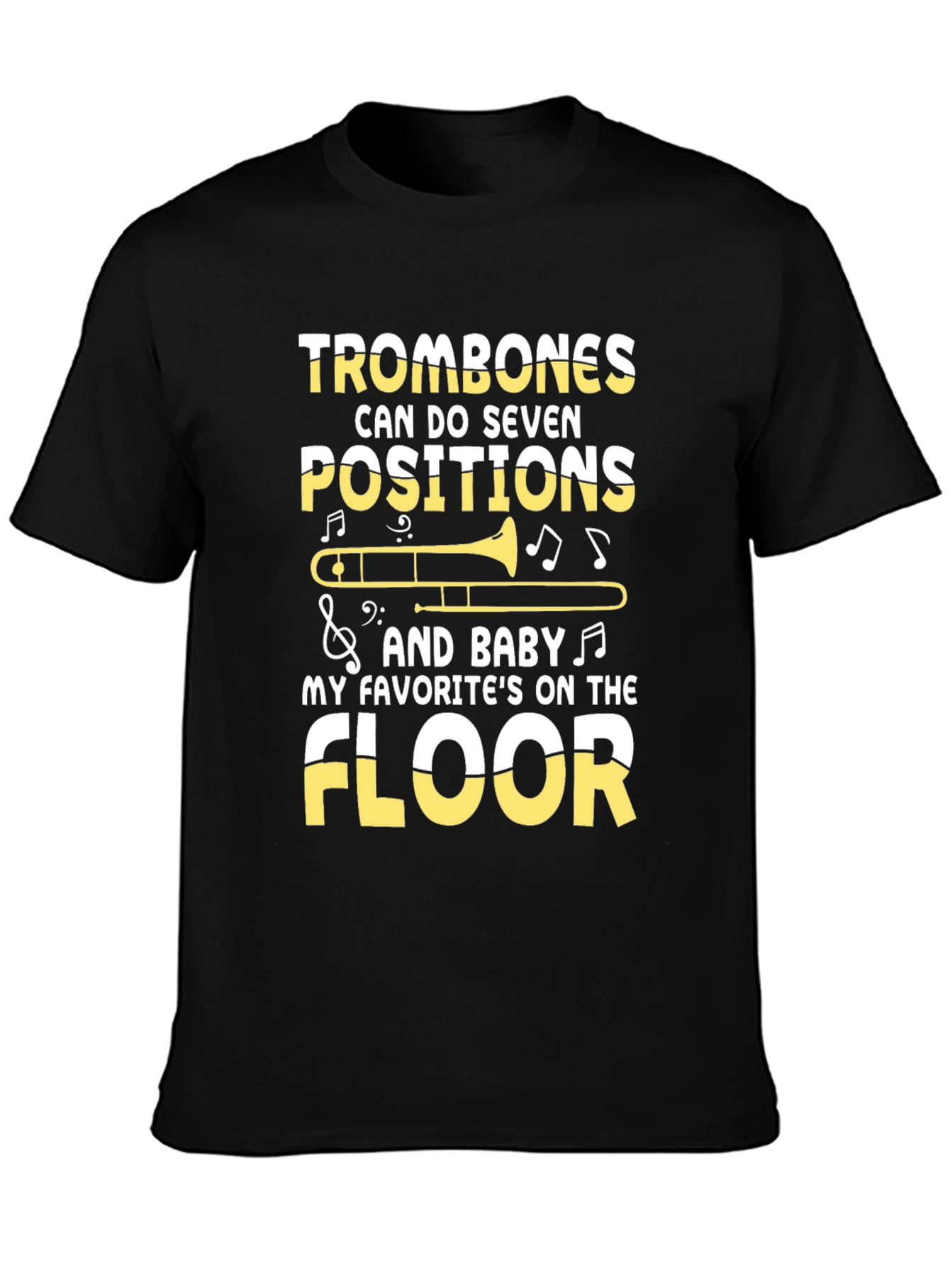 Black Trombones Seven Positions Graphic T-Shirt view 3