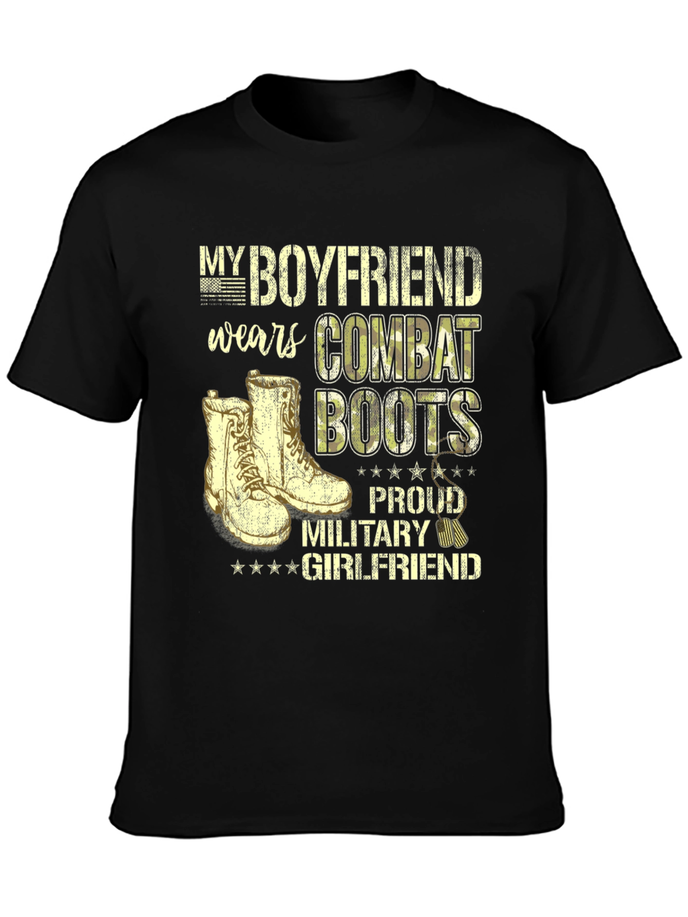 Black Proud Military Girlfriend Tee view 3